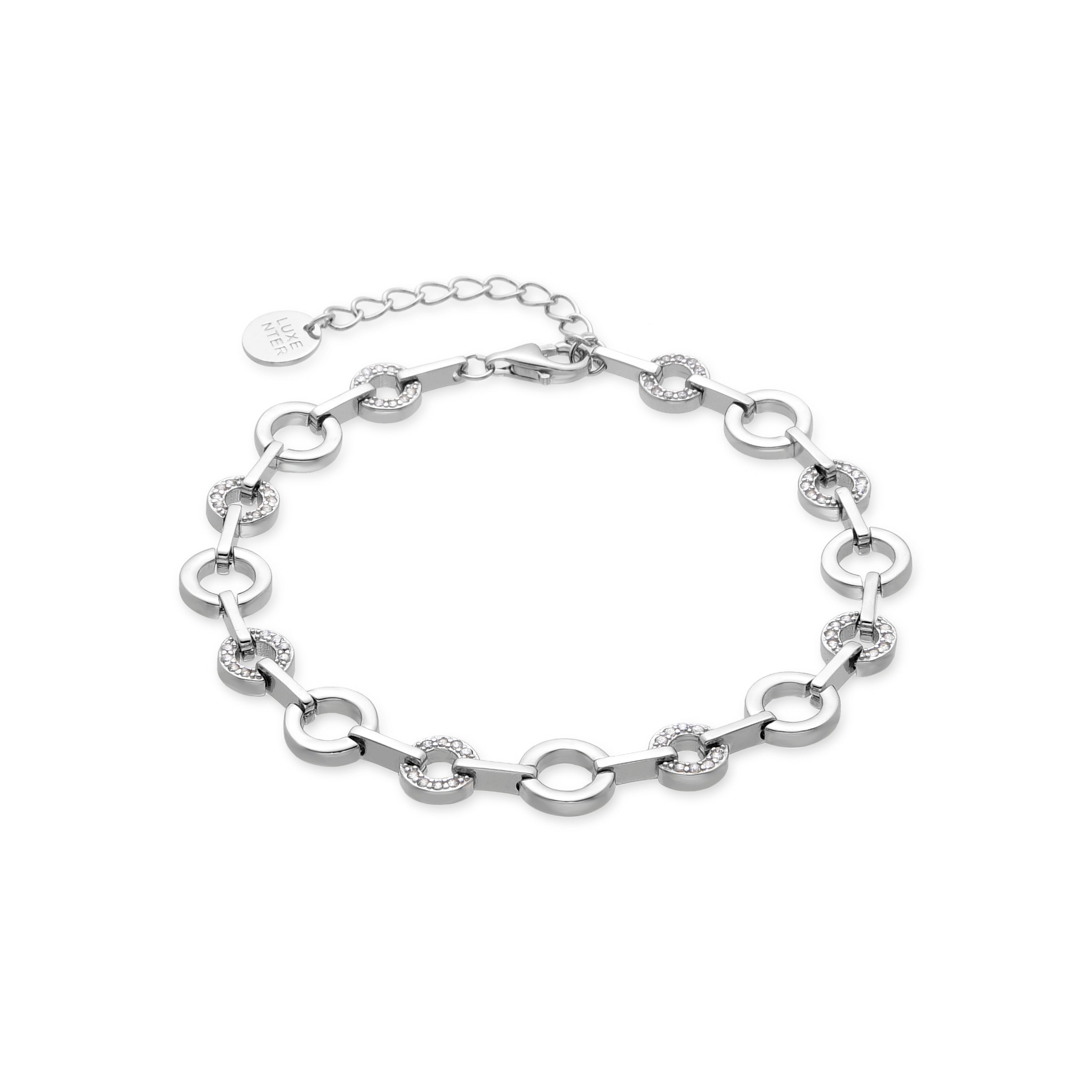 Pulsera de Aleación de Metal y Circonita Brillante acabado en rodio - Pyxis