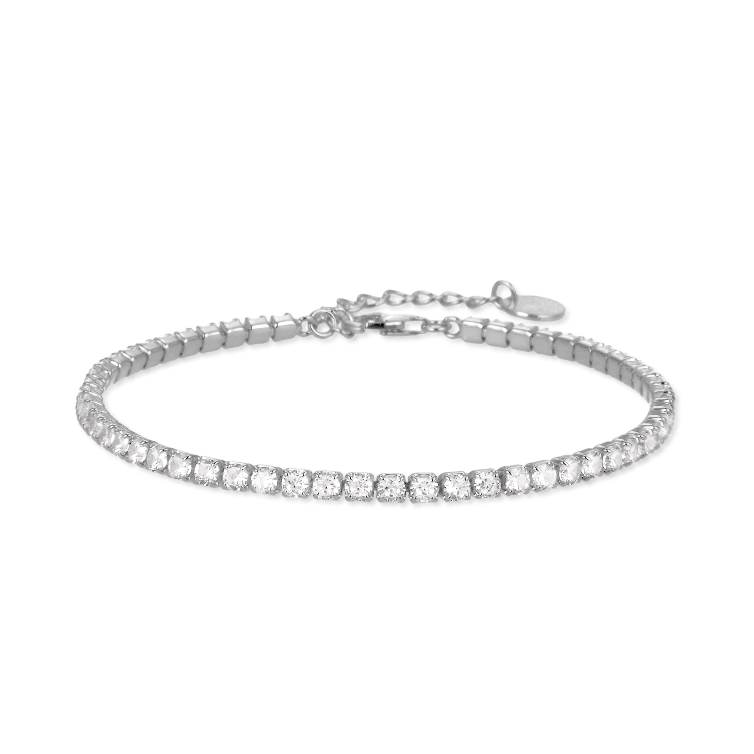 Pulsera de Aleación de Metal y Circonita Brillante acabado en rodio - Tahu