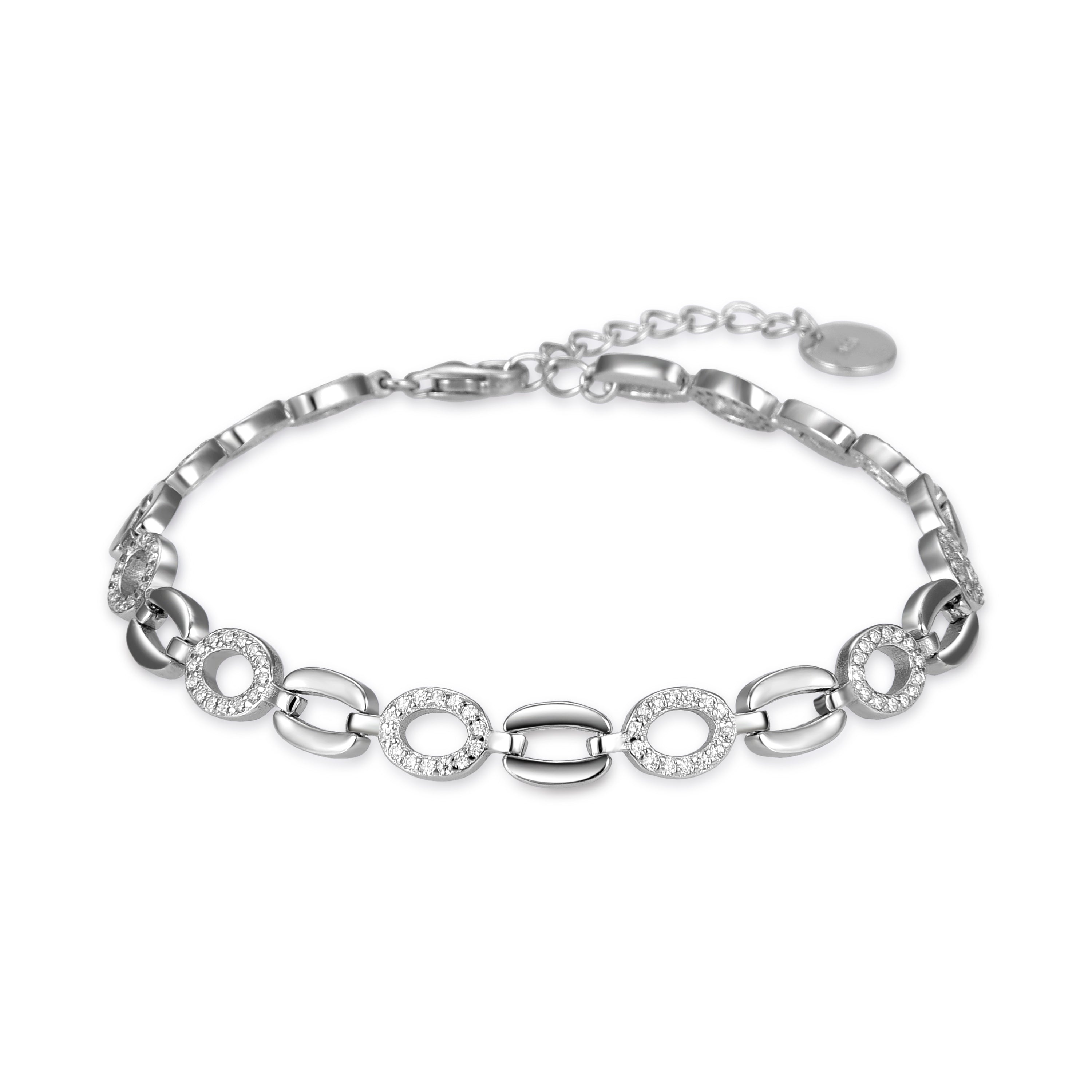 Pulsera de Aleación de Metal y Circonita Brillante acabado en rodio - Lydas