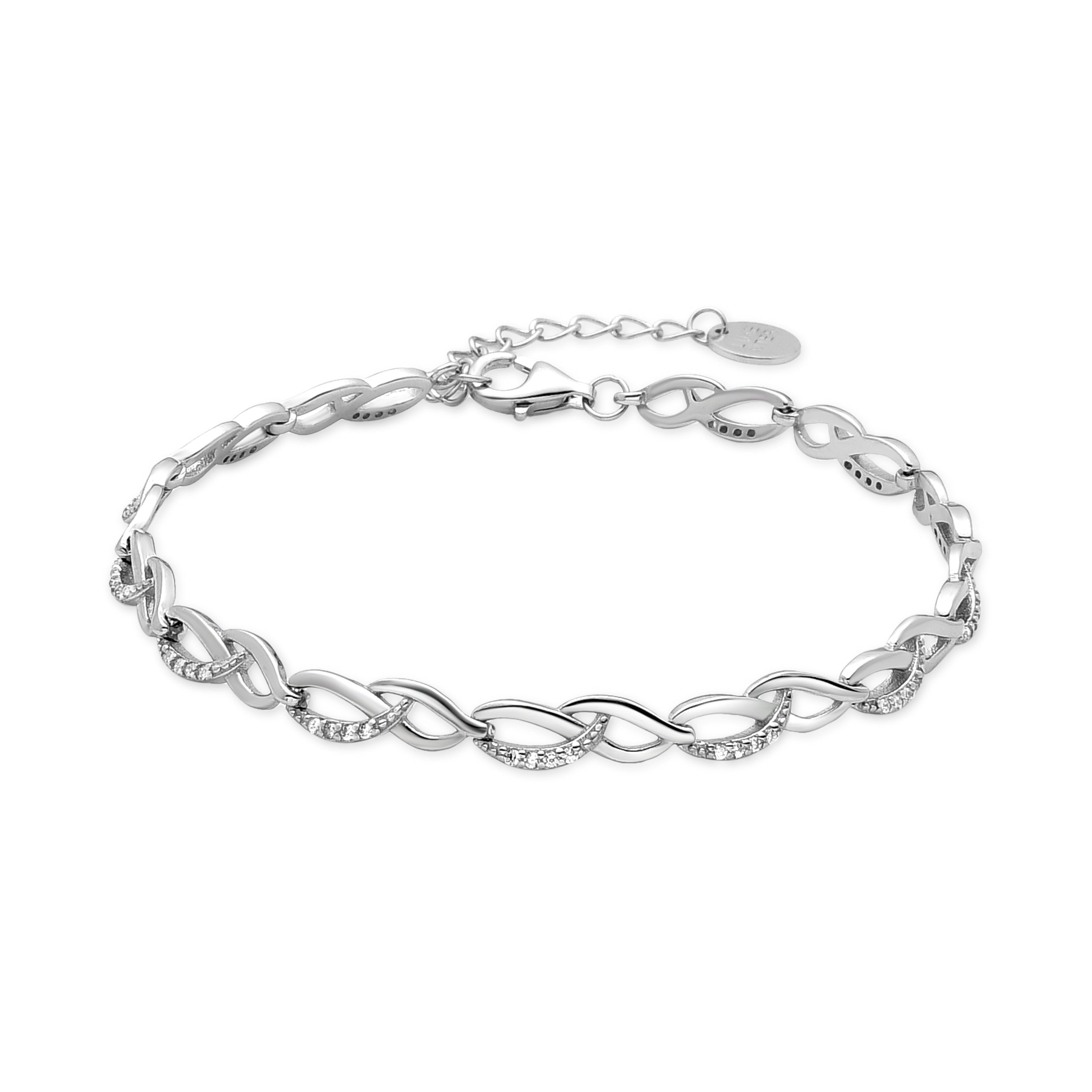 Pulsera de Aleación de Metal y Circonita Brillante acabado en rodio - Zalik
