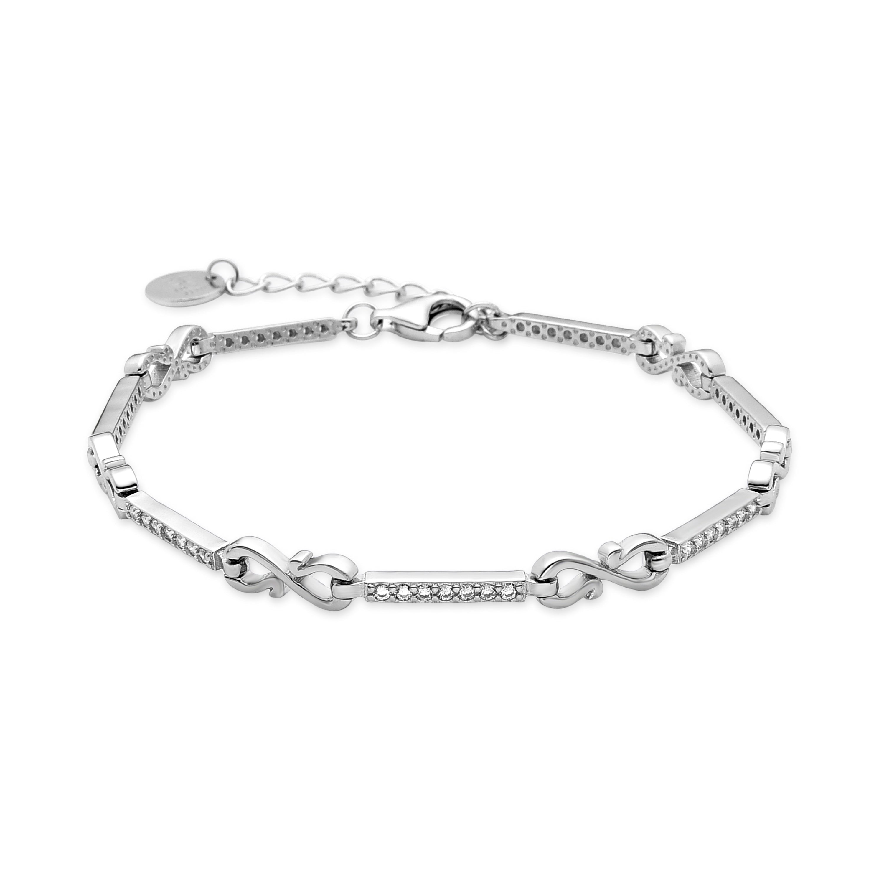 Pulsera de Aleación de Metal y Circonita Brillante acabado en rodio - Arat