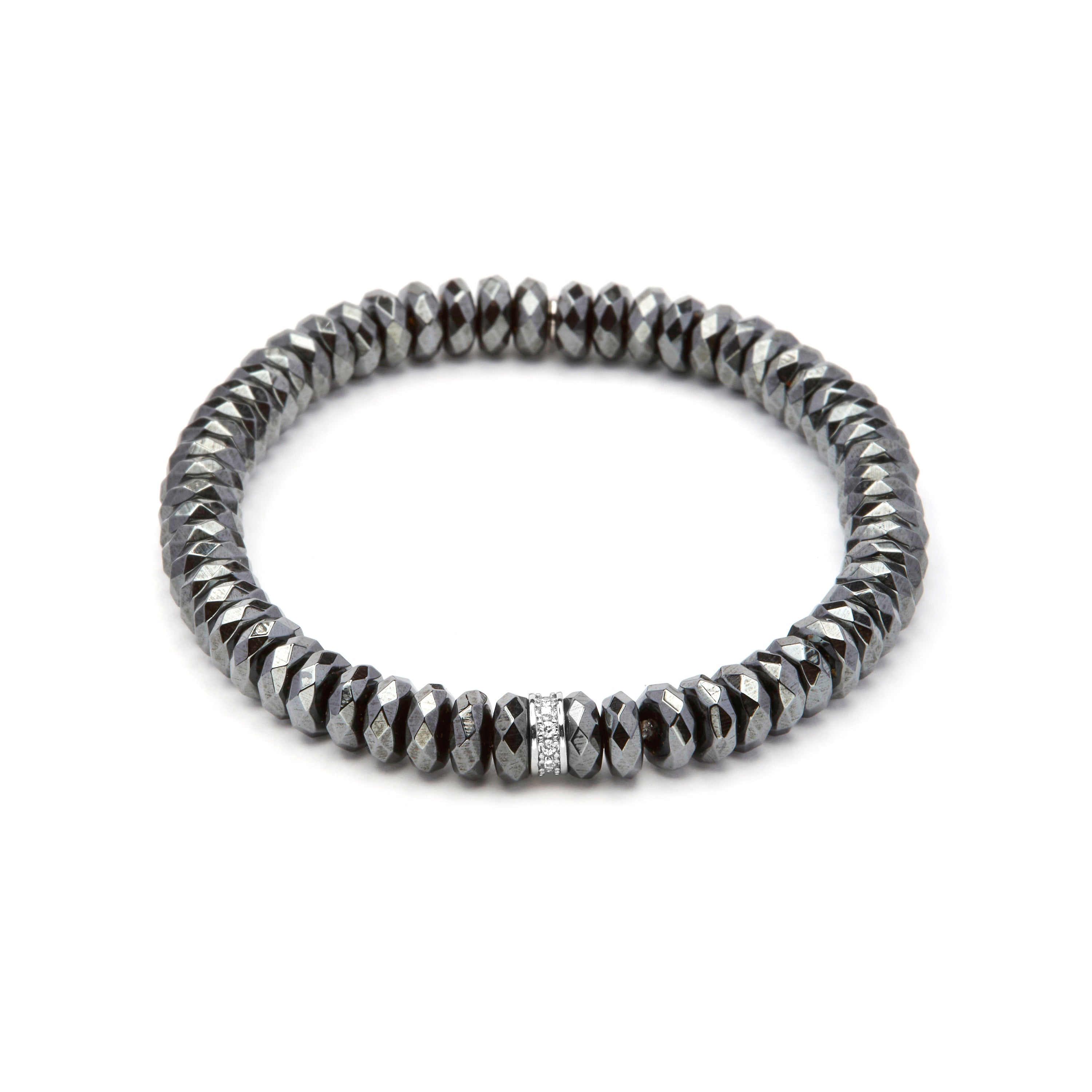Pulsera de Aleación de Metal y Hematite acabado en rodio - Sihi