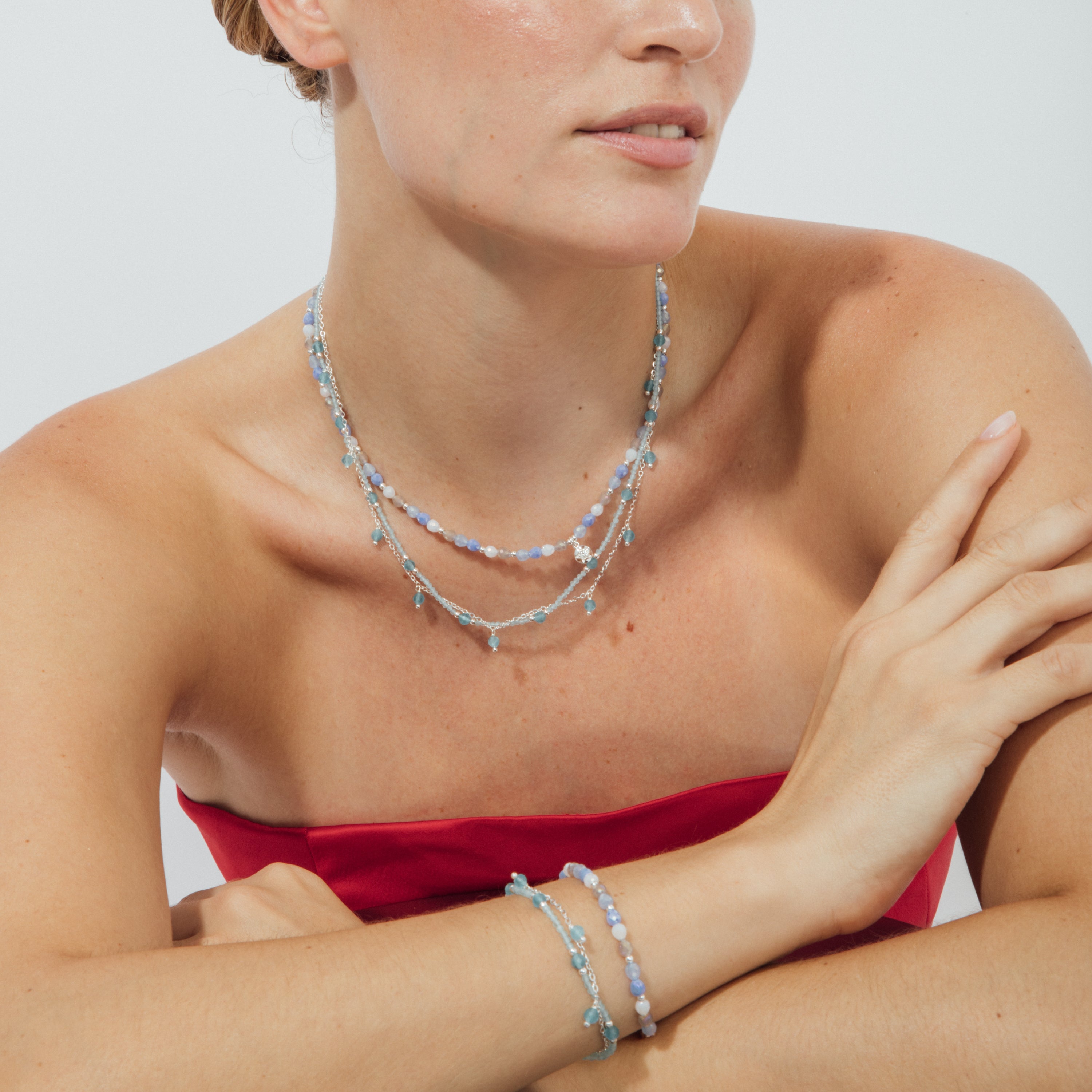 Pulsera de Cristal Azul acabado en rodio - Aira
