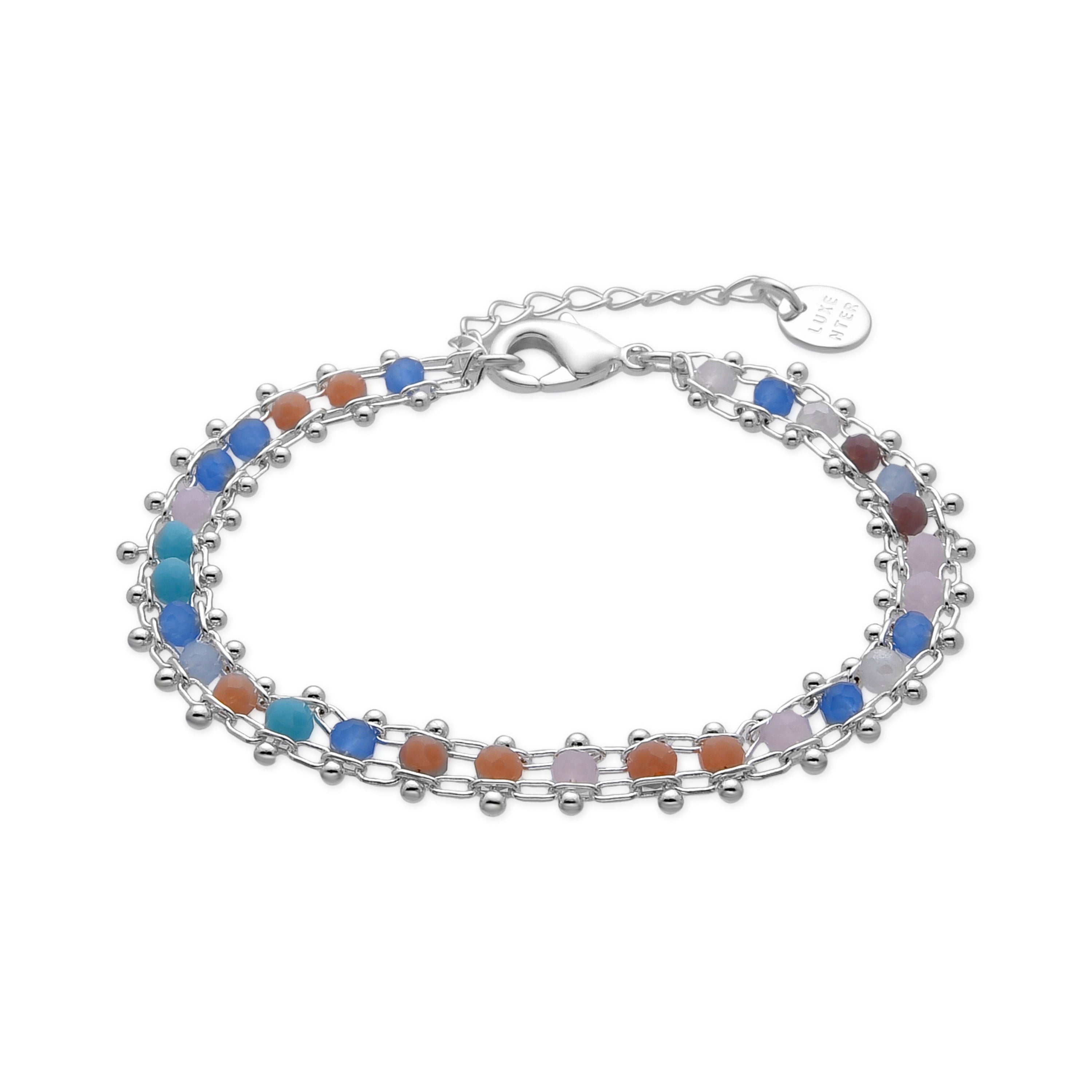 Pulsera de Aleación de Metal y Cristal Multicolor acabado en rodio - Yub