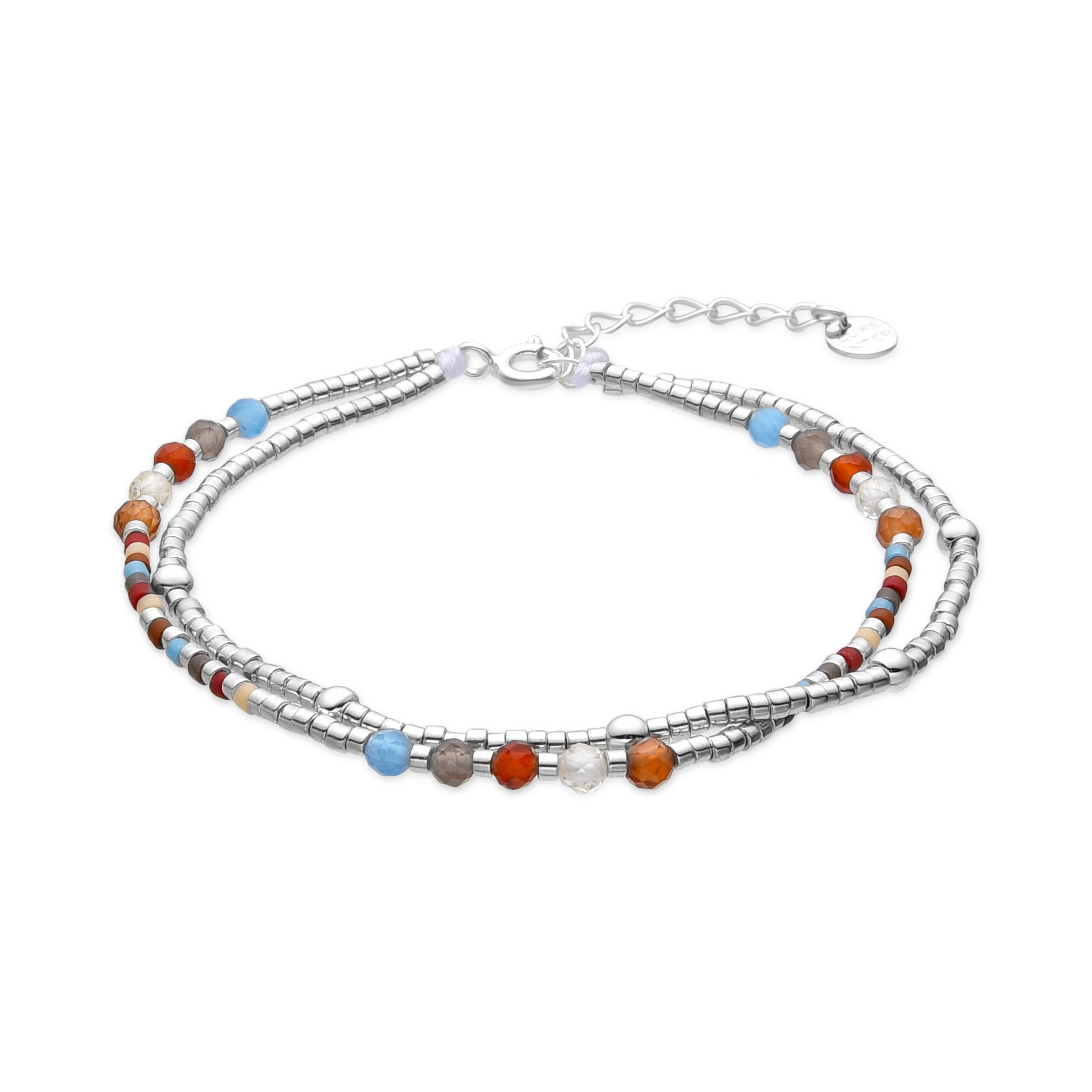 Pulsera de Aleación de Metal y Cristal Granate acabado en rodio - Lareth