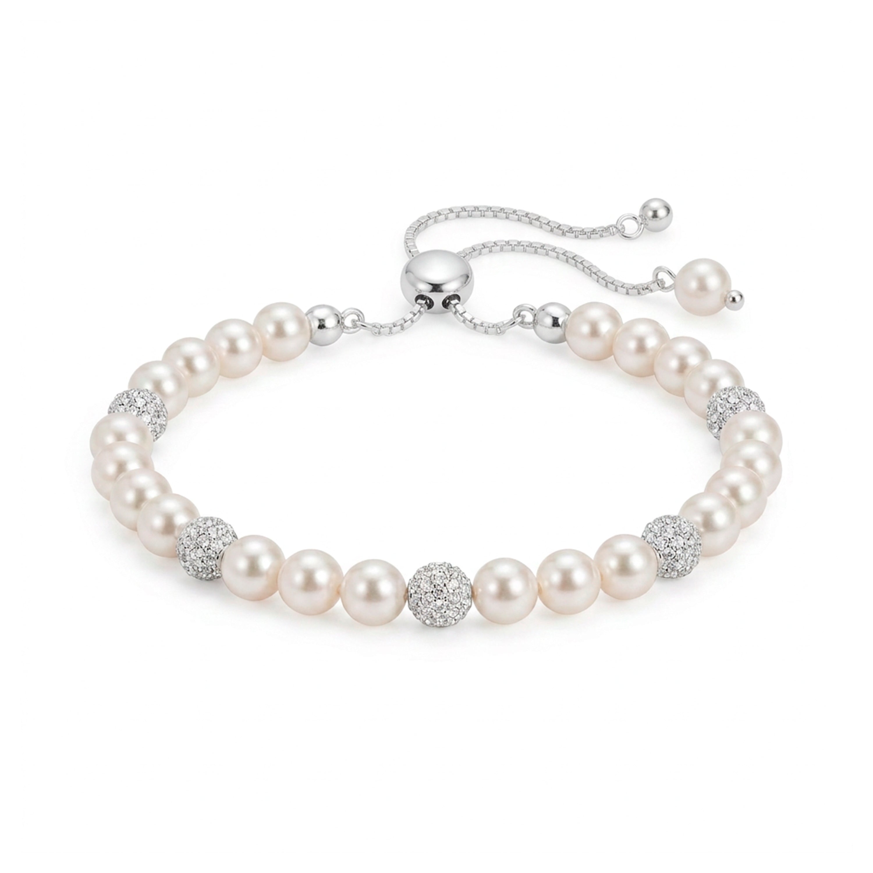 Pulsera de Perla Blanca Acabado En Plata - Zurgrak