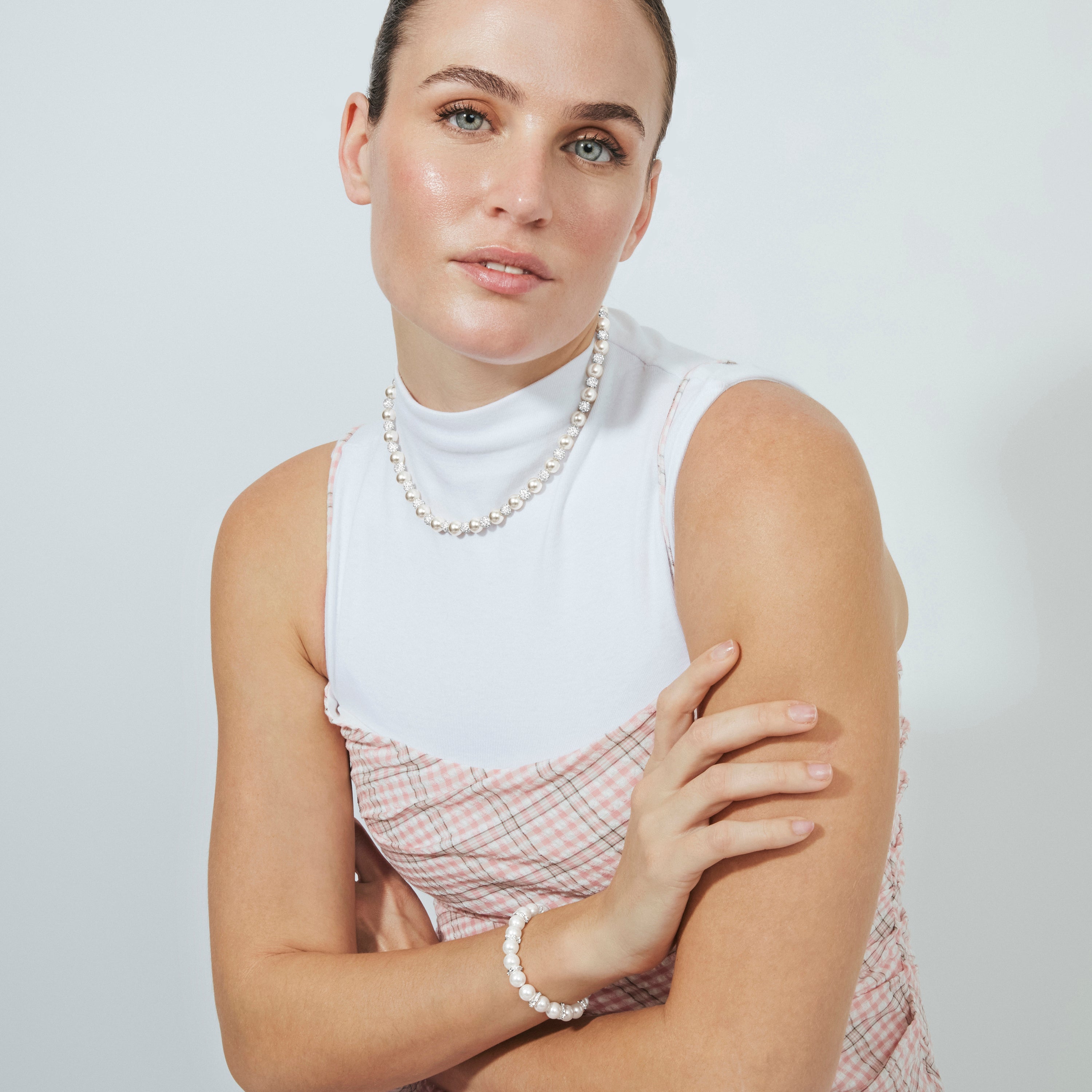 Pulsera de Perla Blanca Acabado En Plata - Clasow
