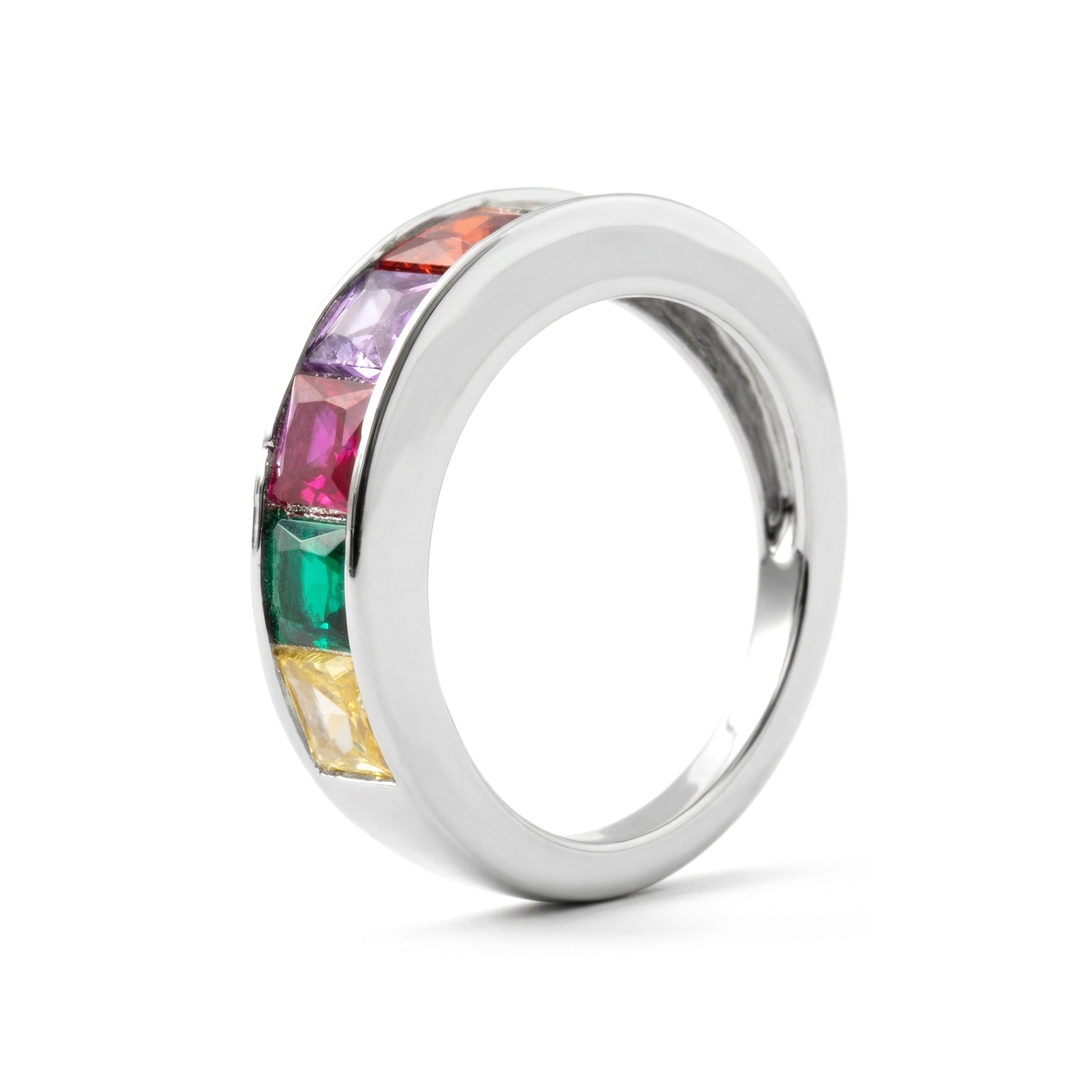 Anillo de Aleación de Metal y Circonita Brillante acabado en rodio - Yagar