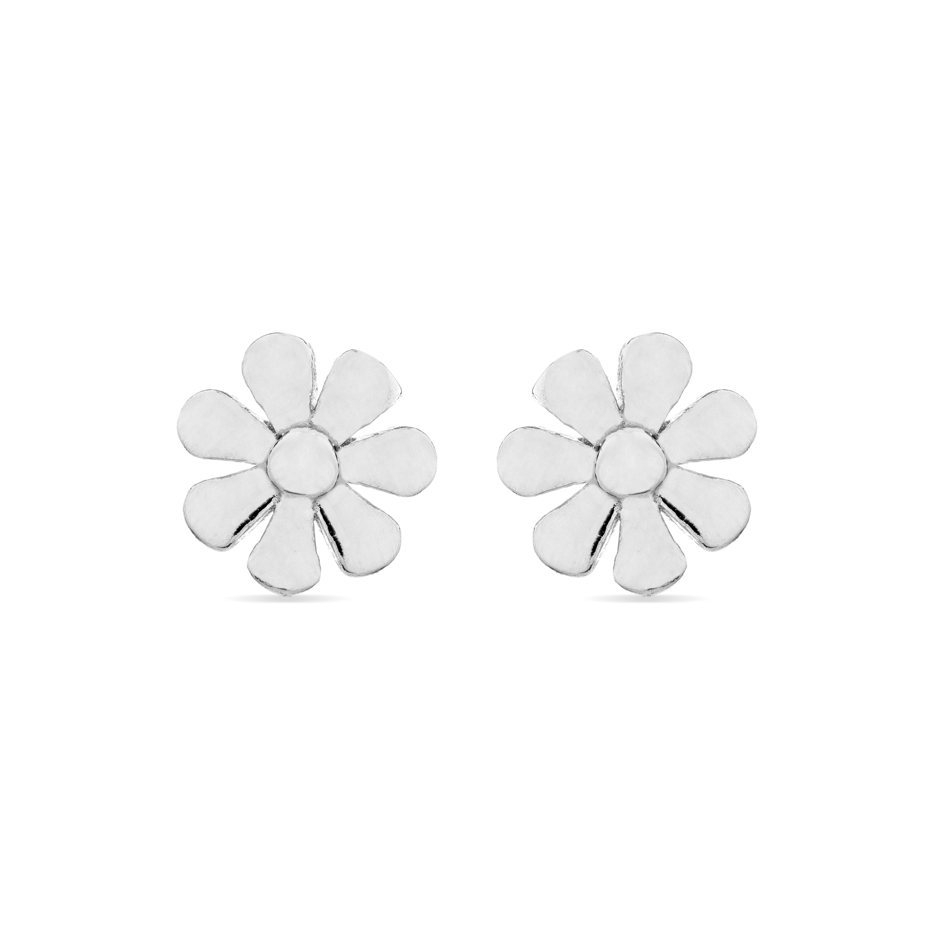Pendientes acabado en rodio - Flor