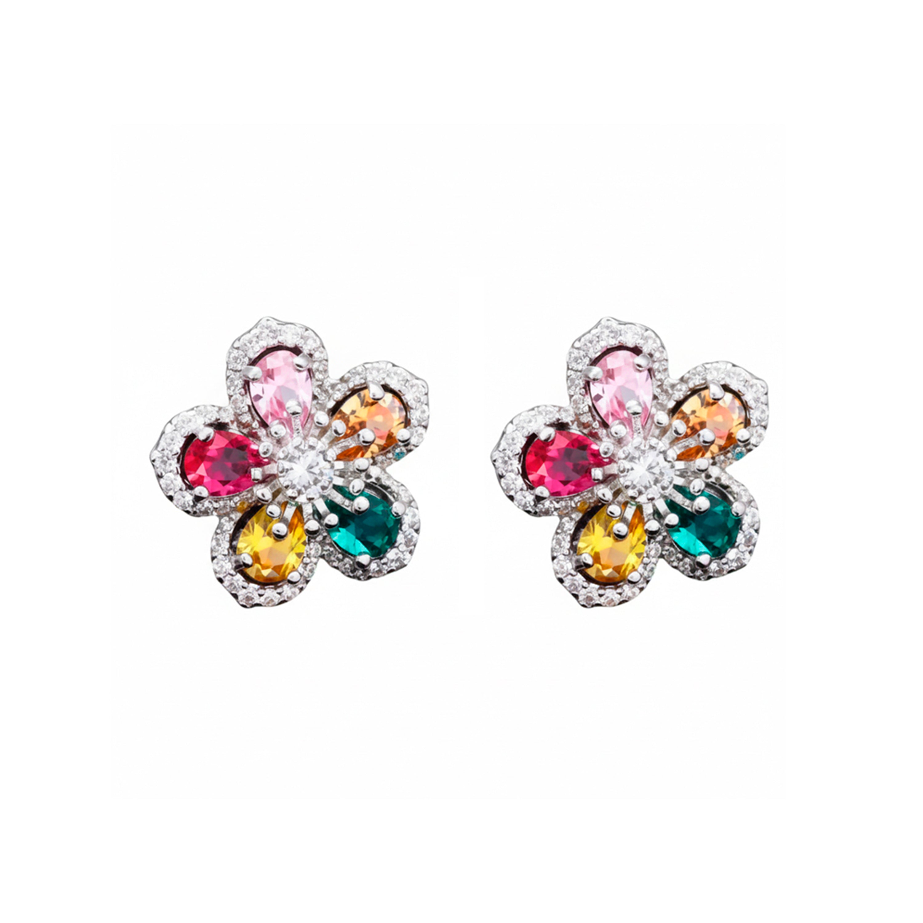 Pendientes de Circonita Multicolor acabado en rodio - Raxbou