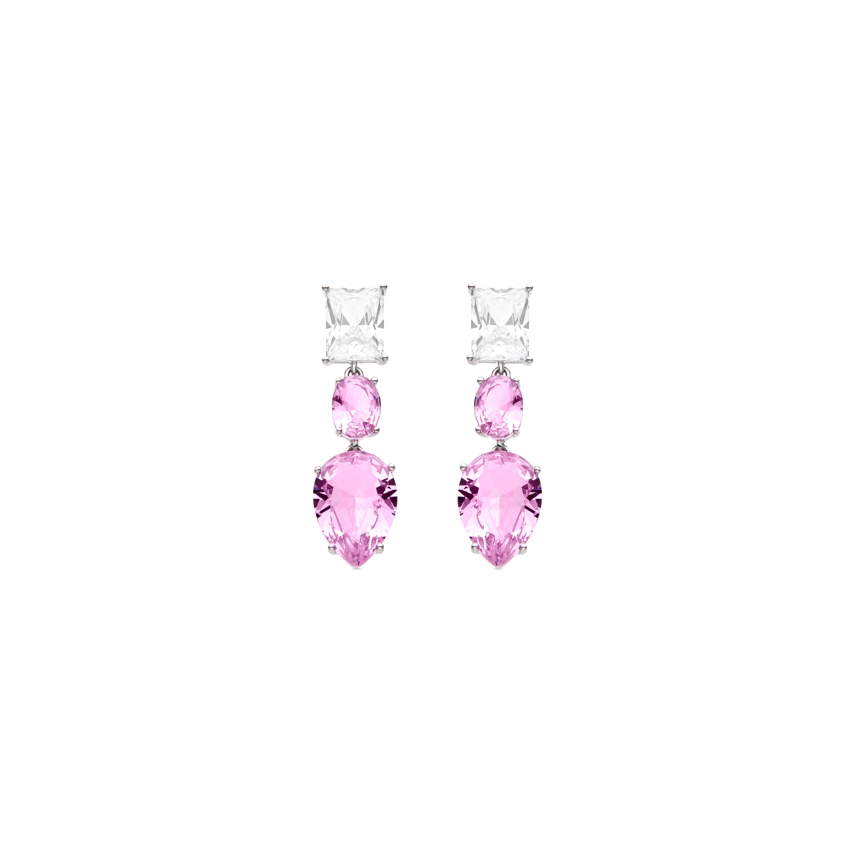 Pendientes de Cuarzo Hidrotermal Multicolor acabados en rodio - Manex