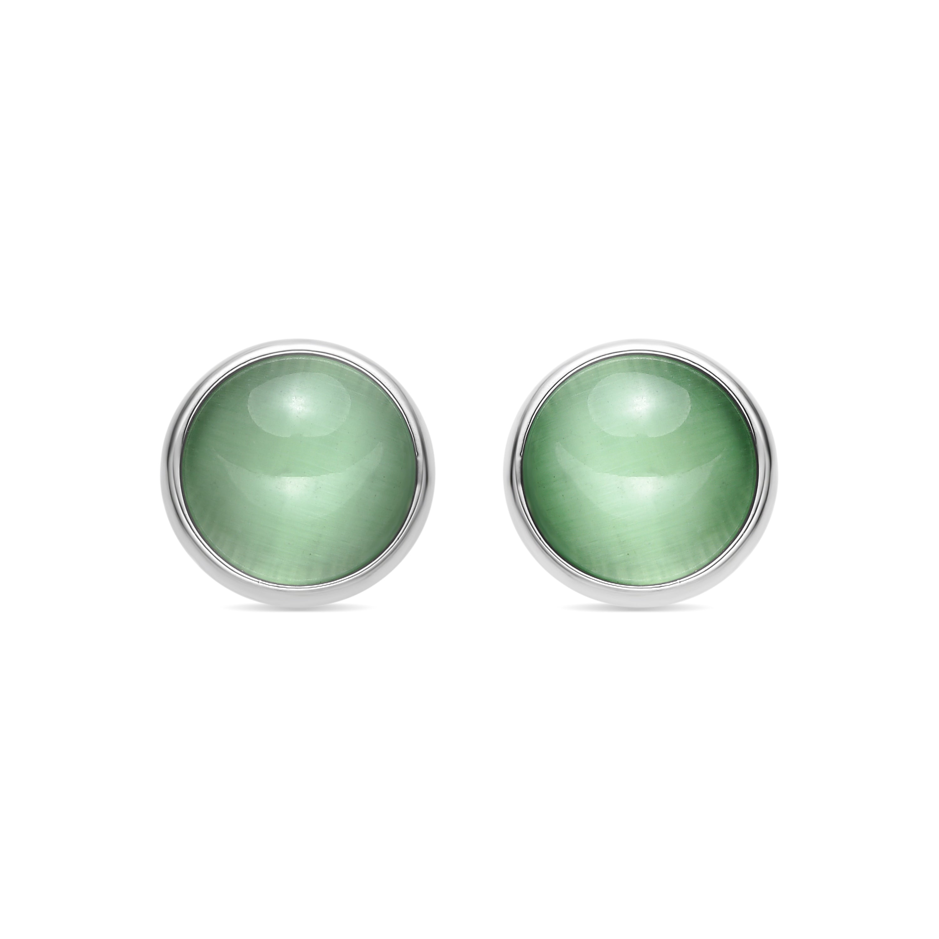 Pendientes con Ojo de Gato Verde acabado plata - Itna