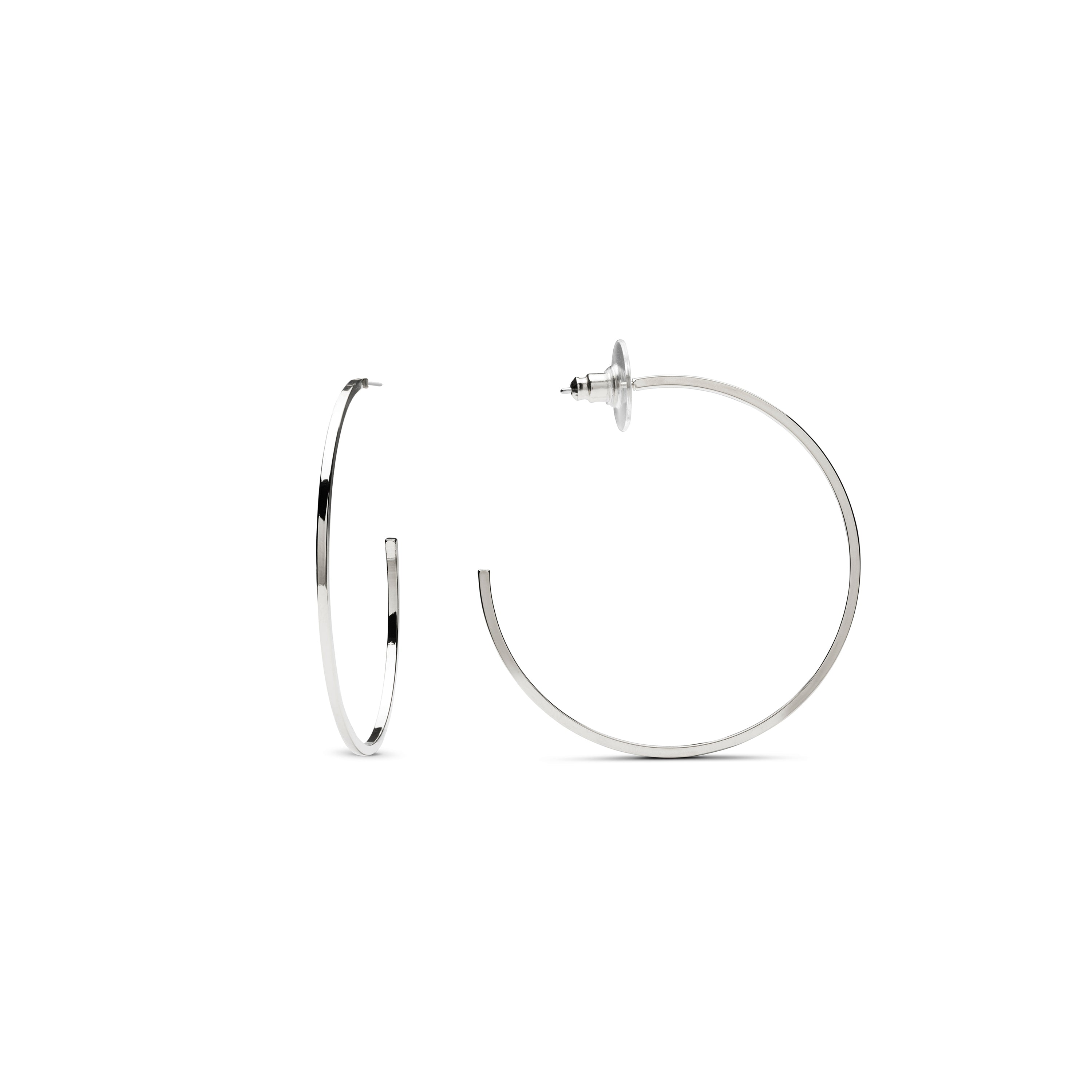 Pendientes de 48mm de diámetro acabados en rodio - Nemar