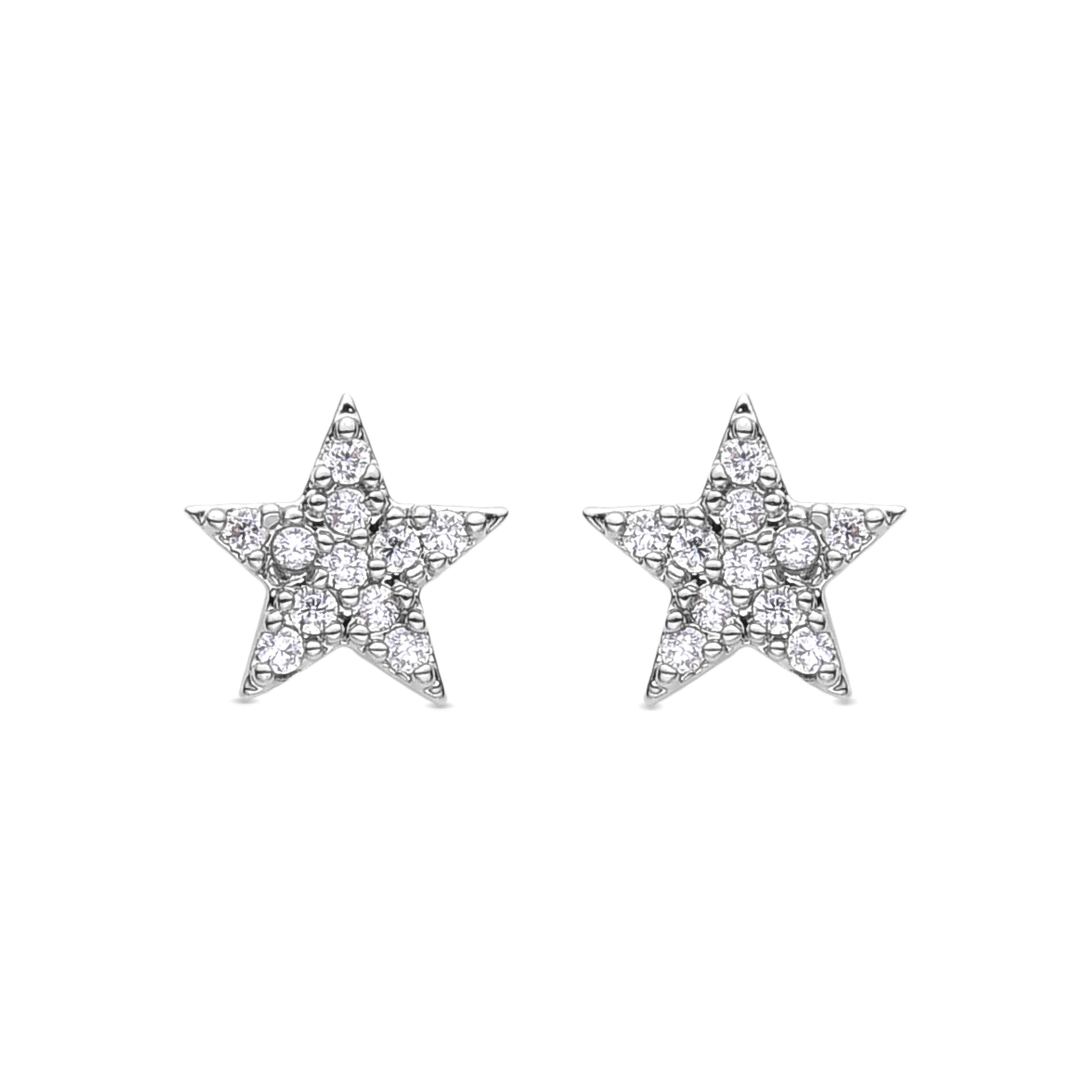 Pendientes de Circonita Brillante acabados en rodio - Estrella