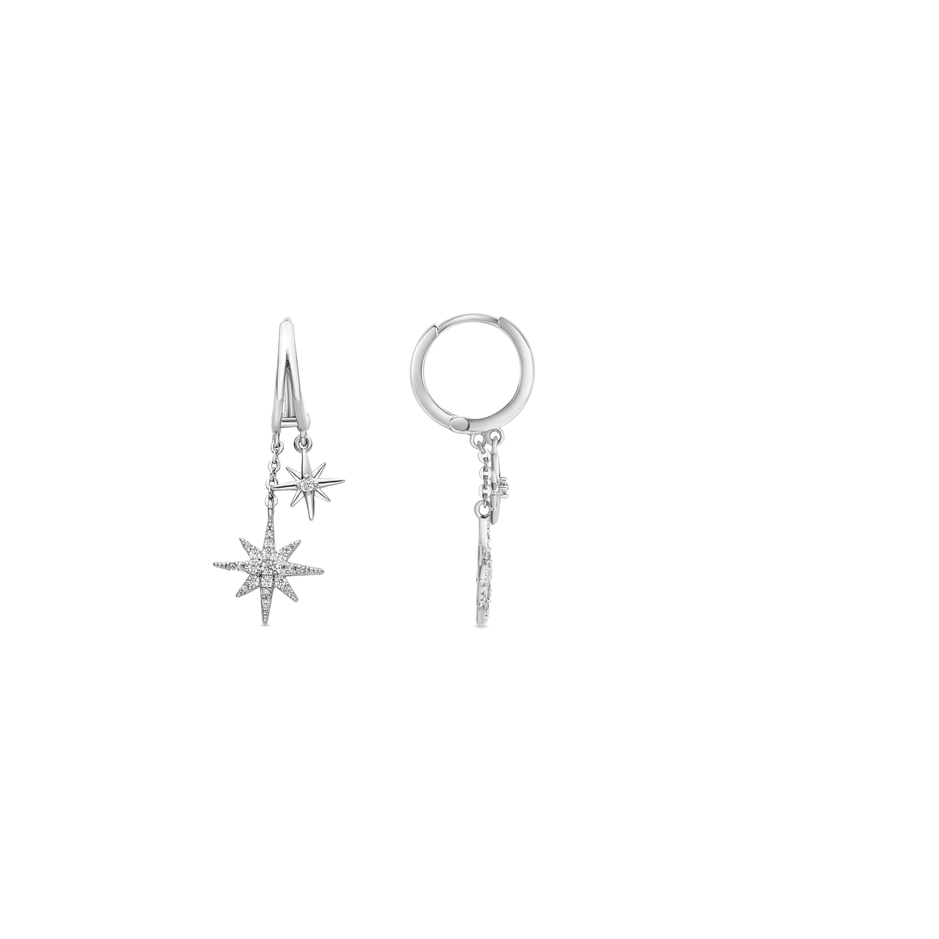 Pendientes acabados en rodio - Estrella