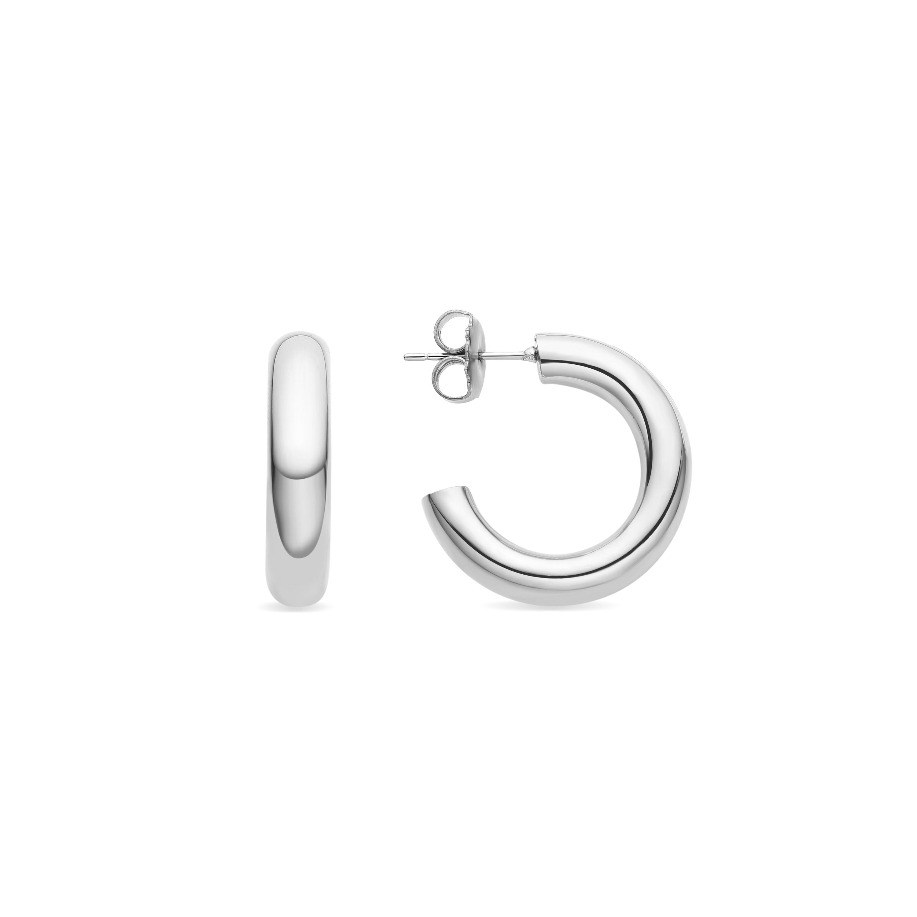 Pendientes de 13mm de diámetro acabados en rodio - Shiwa