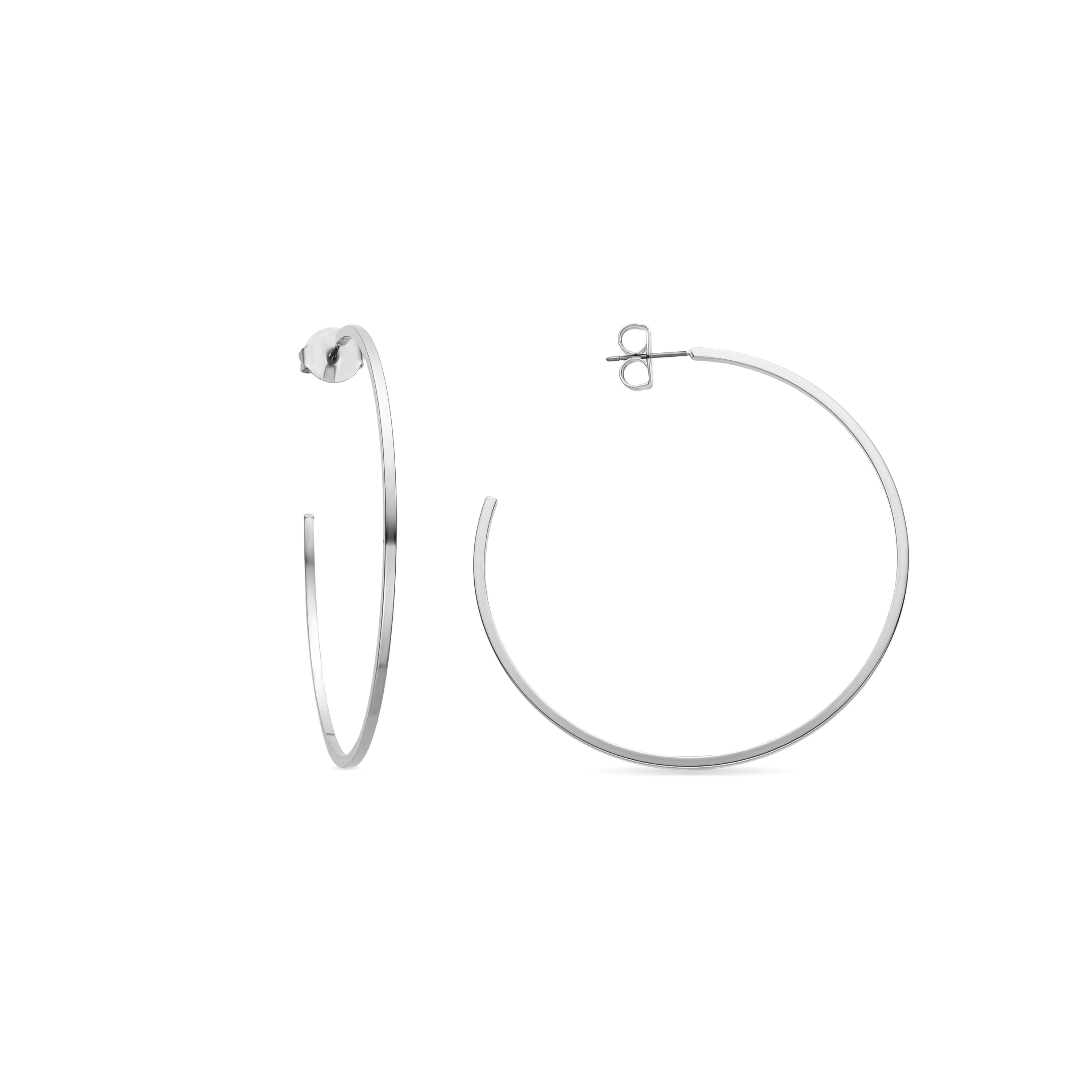 Pendientes de 60mm de diámetro acabados en rodio - Adron