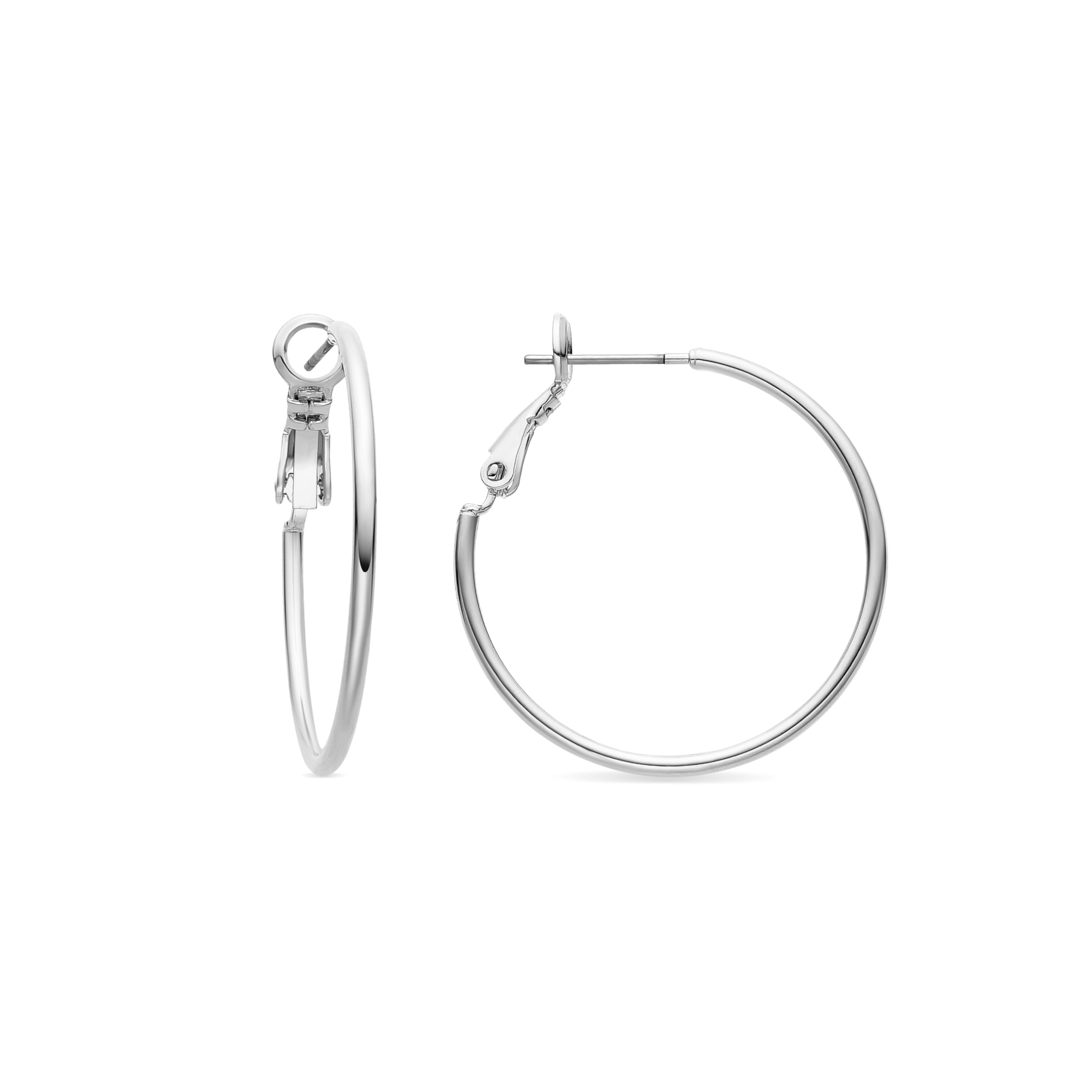 Pendientes de 30mm de diámetro acabados en rodio - Kelxo