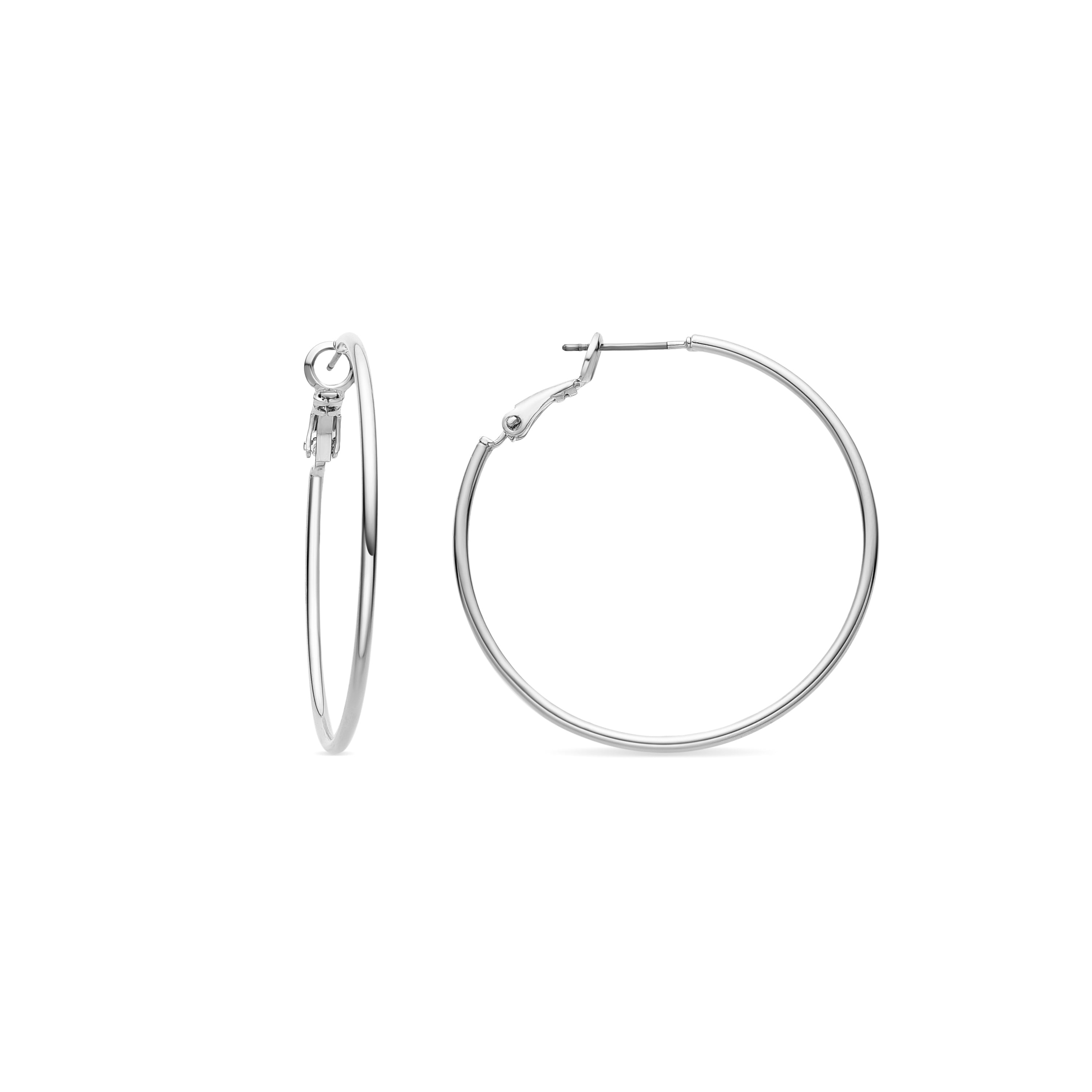 Pendientes de 40mm de diámetro acabados en rodio - Kelxo