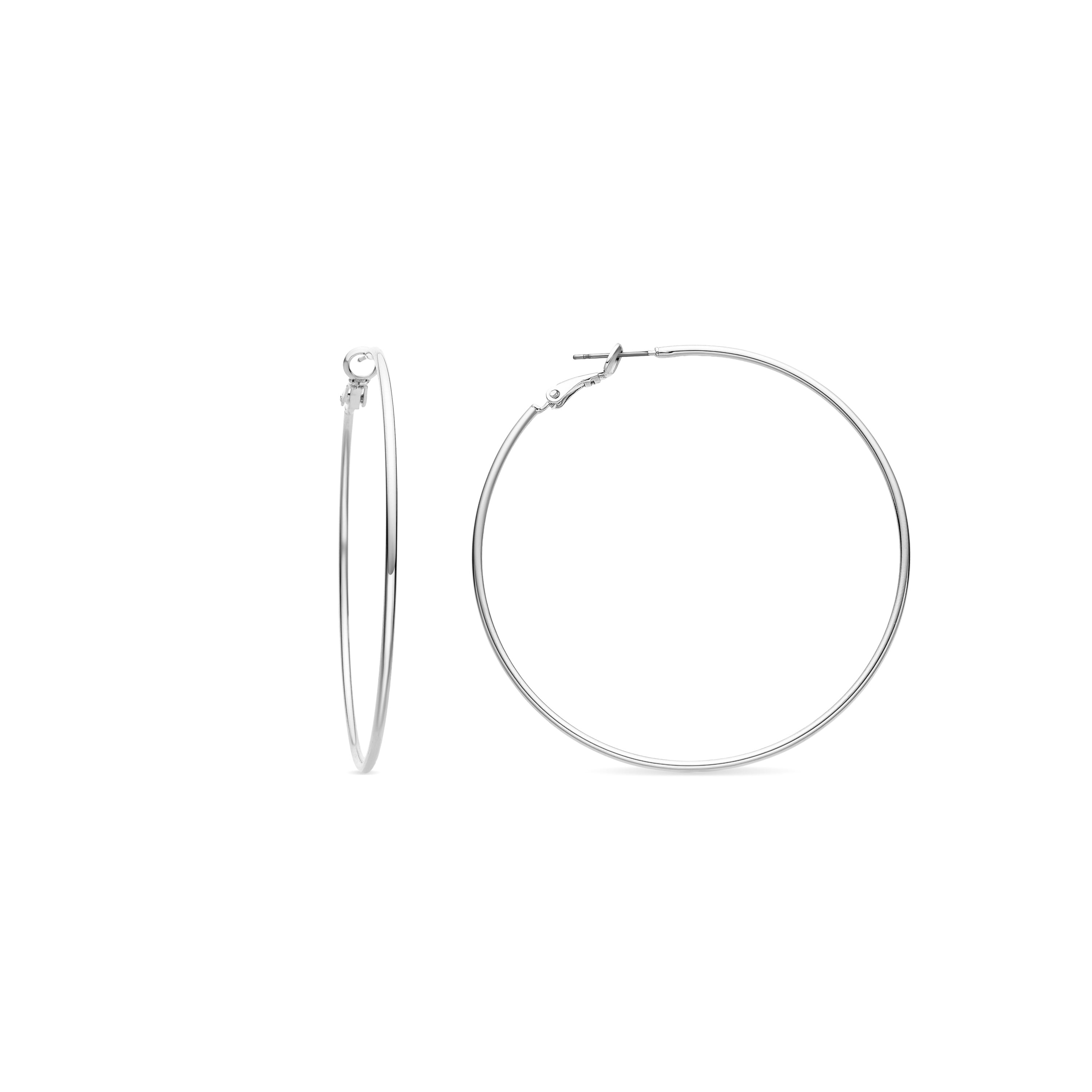 Pendientes de 60mm de diámetro acabados en rodio - Kelxo