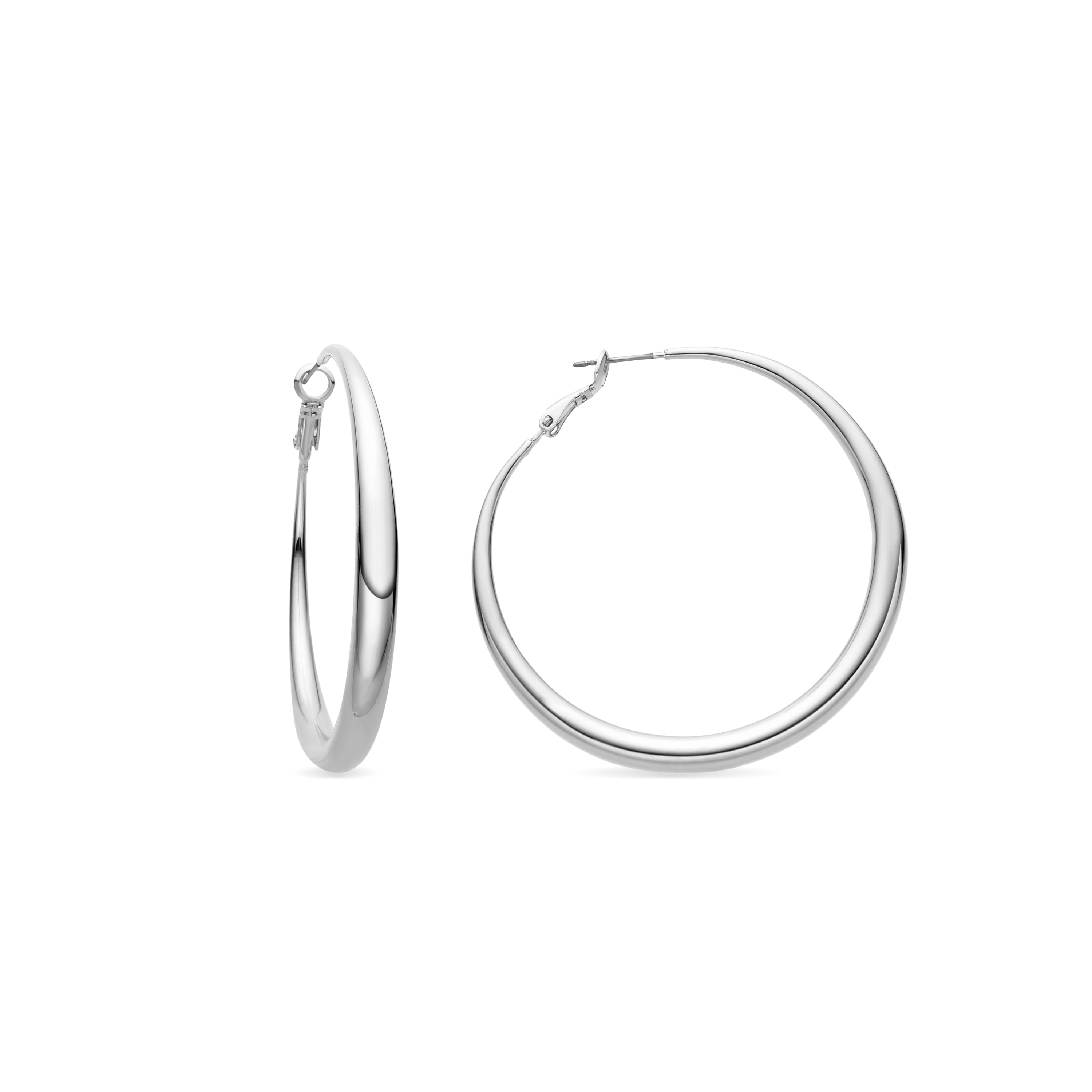 Pendientes de 54mm de diámetro acabados en rodio - Qupa