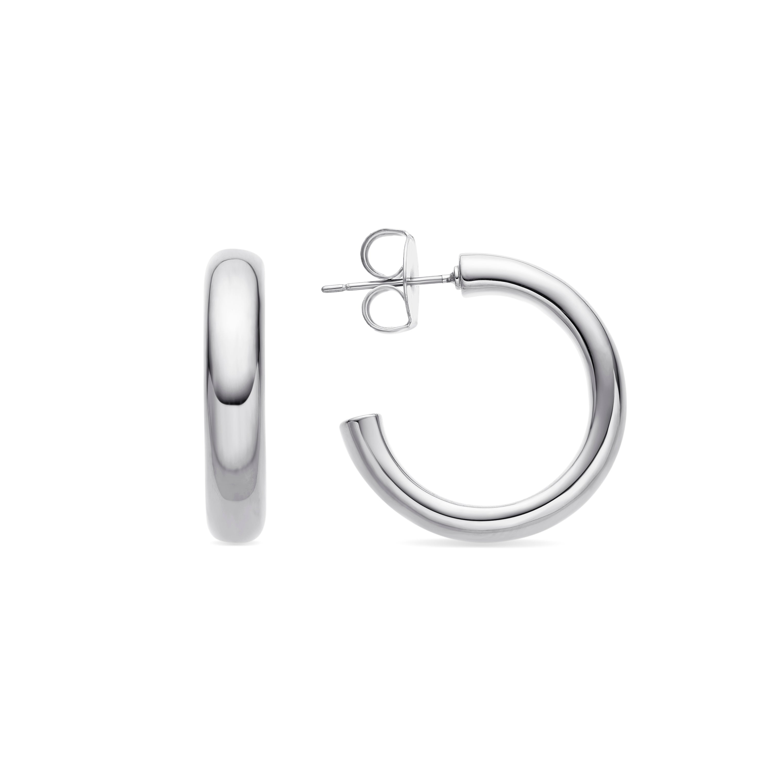 Pendientes de 25mm de diámetro acabados en rodio - Difie