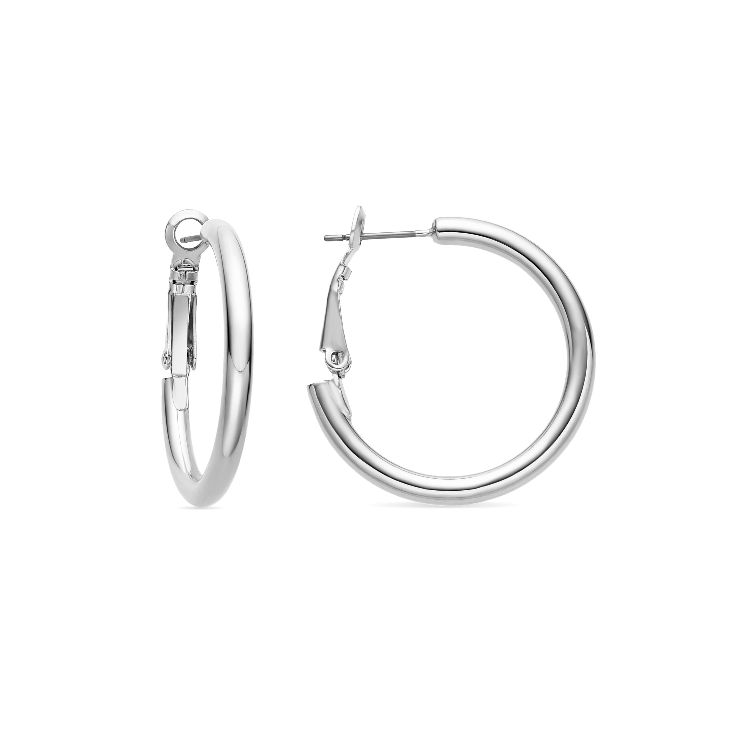 Pendientes de 30mm de diámetro acabados en rodio - Sadro