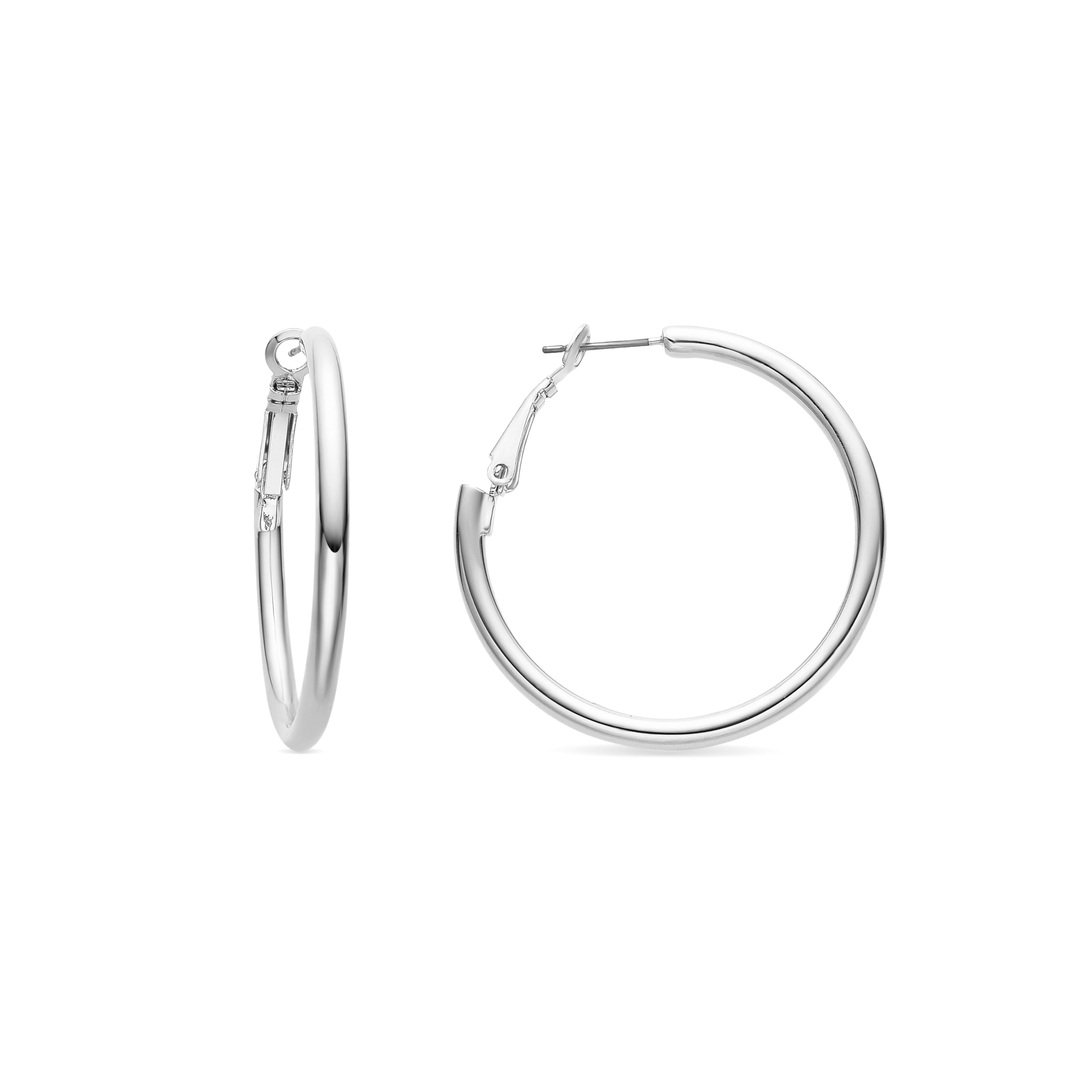 Pendientes de 40mm de diámetro acabados en rodio - Sadro