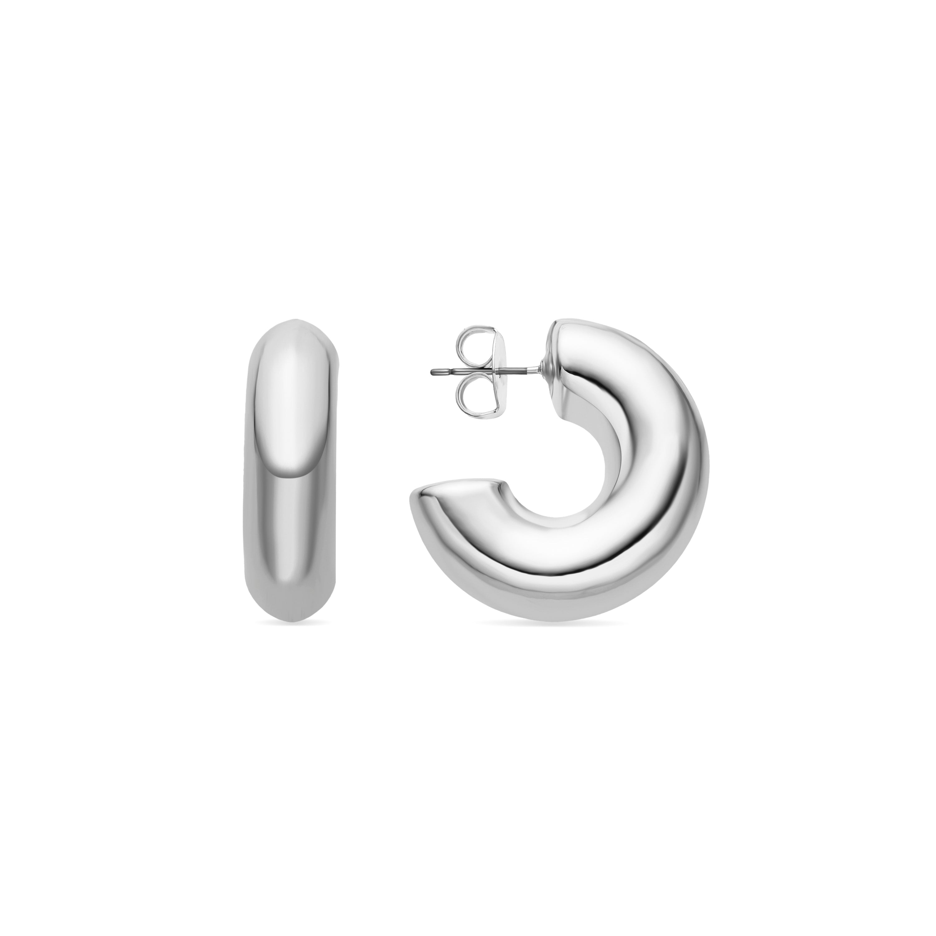 Pendientes de 30mm de diámetro acabado plata - Meibe