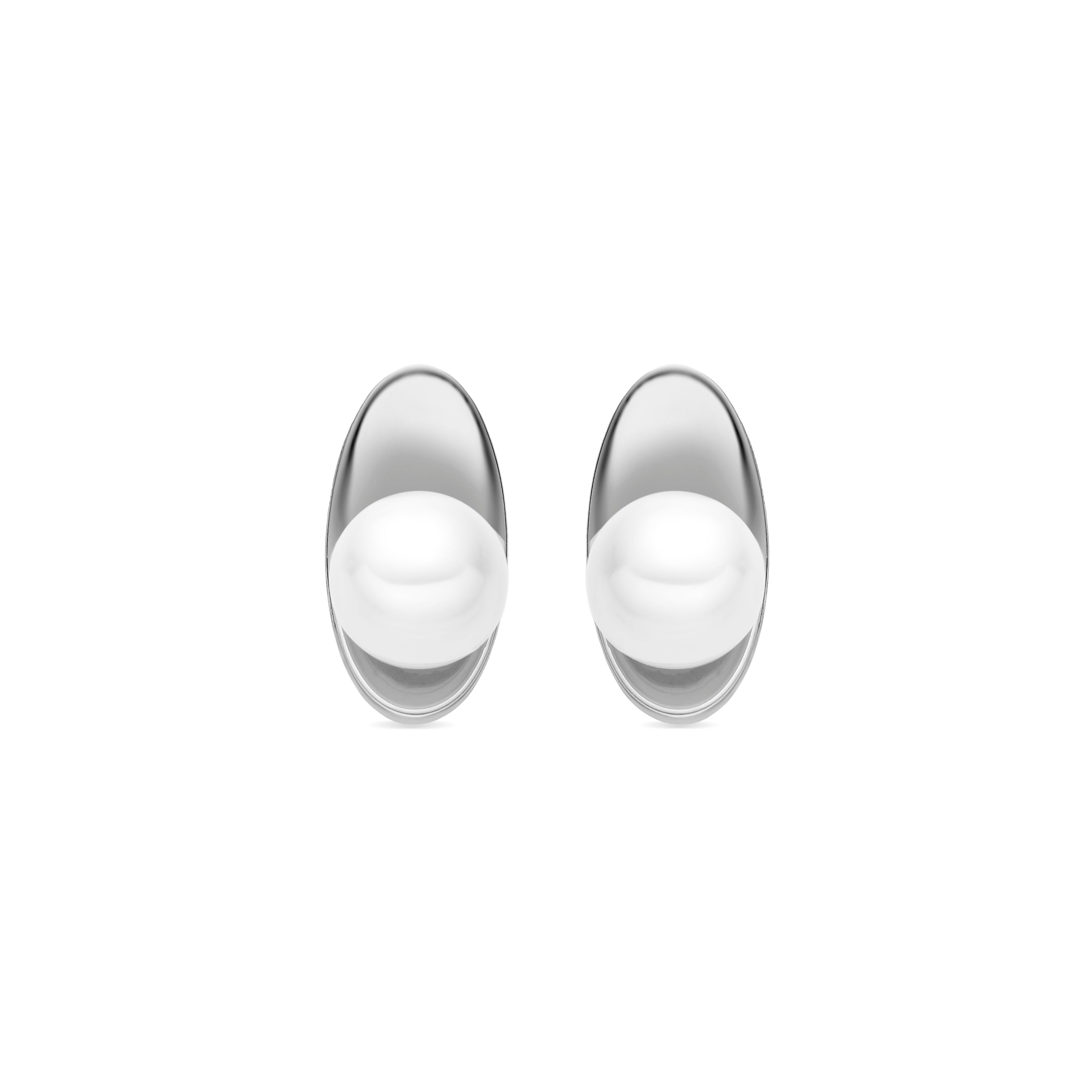 Boucles d&amp;#39;oreilles avec Perle Blanche finition argent - Lyhu
