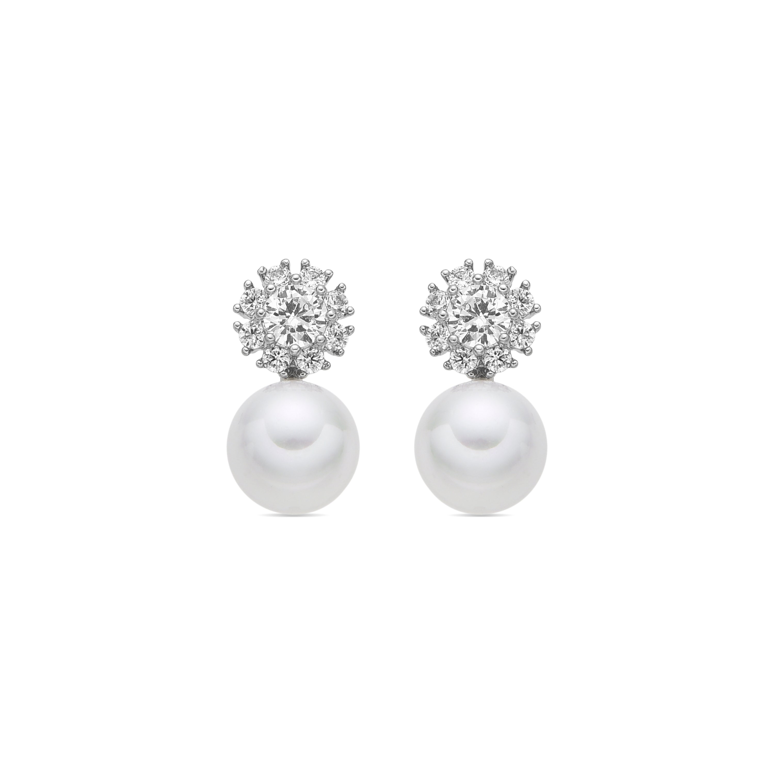 Boucles d&amp;#39;oreilles finition argent et Perle Blanche - Zioka