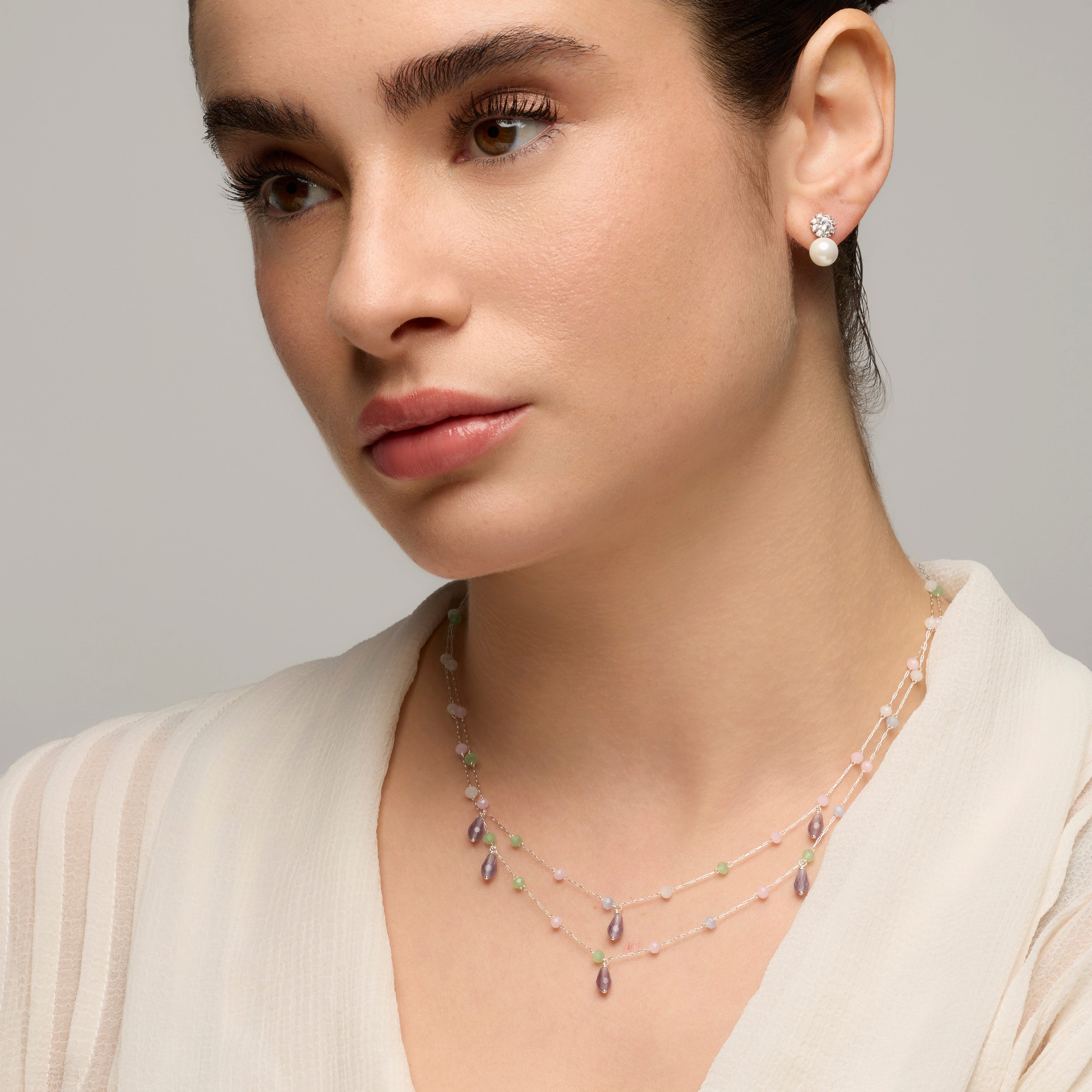 Boucles d&amp;#39;oreilles finition argent et Perle Blanche - Zioka