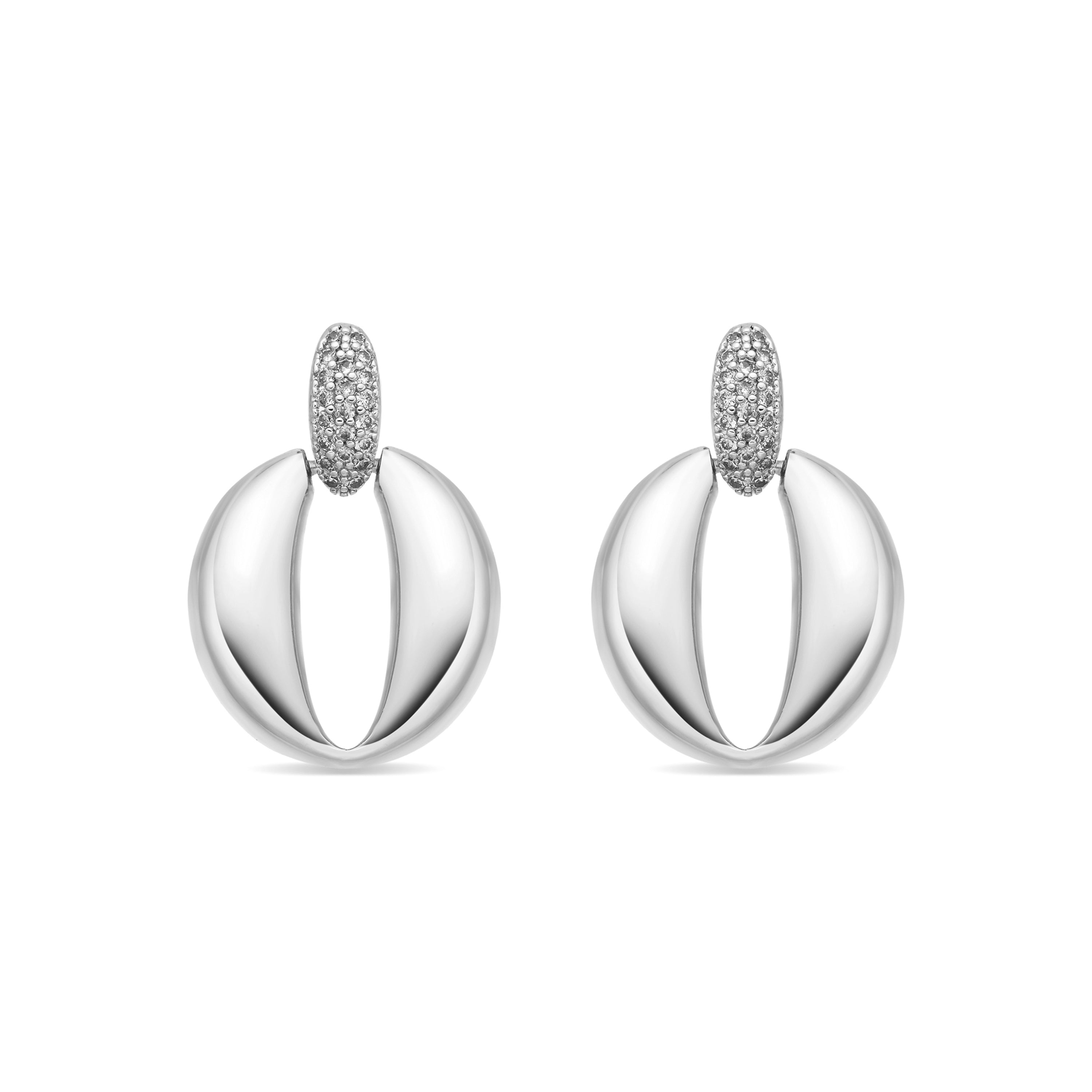 Pendientes de Circonita Brillante Acabado En Plata - Nixwi