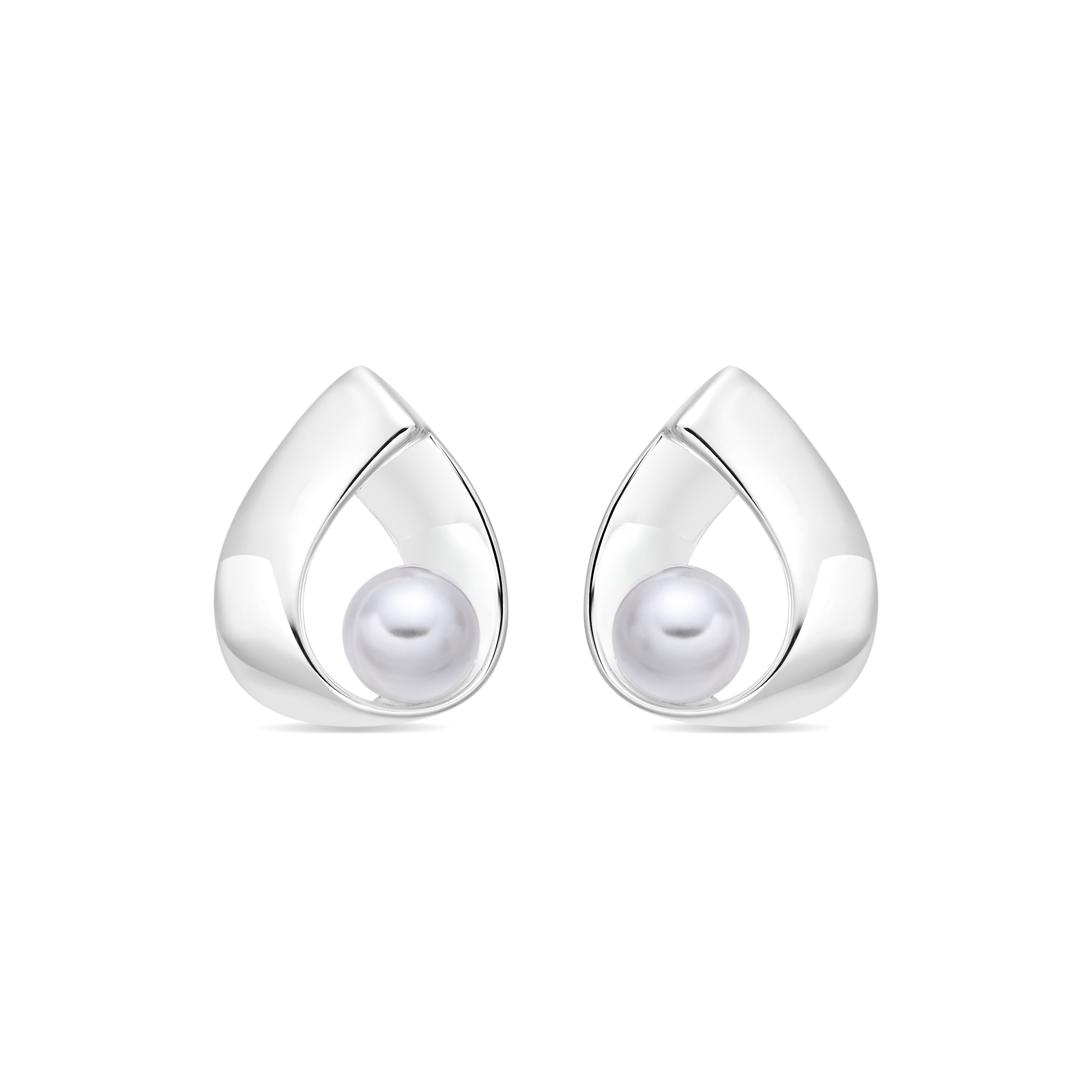 Pendientes de Perla Blanca Acabado En Plata - Blacki