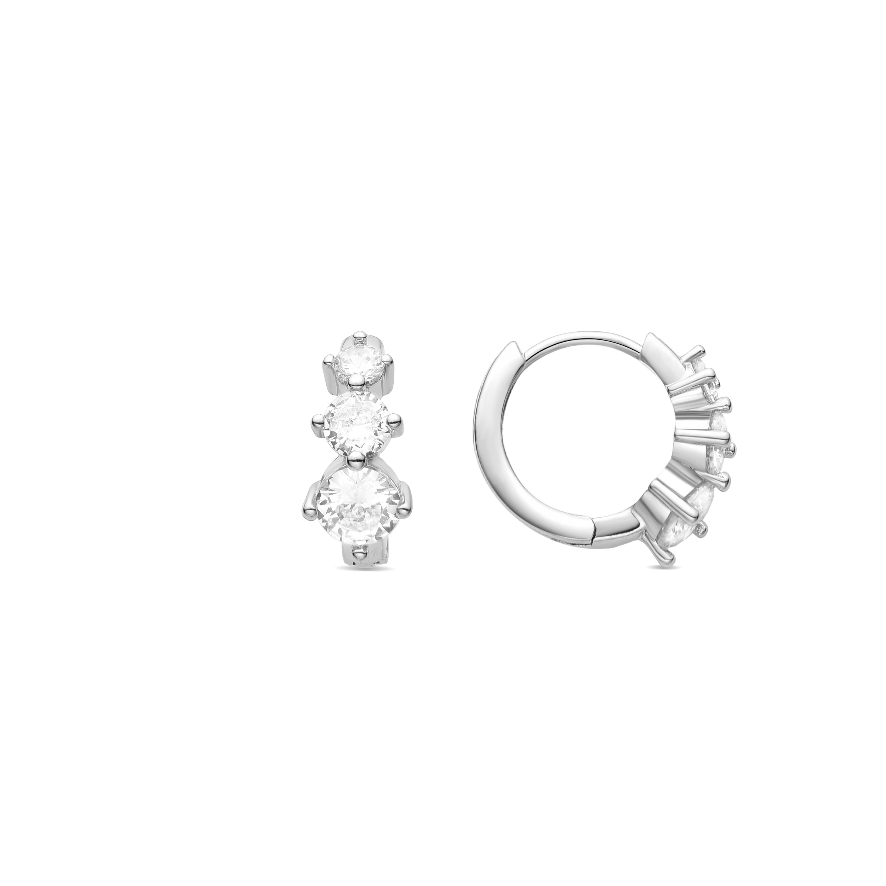 Pendientes de Circonita Brillante acabados en rodio - Fisye