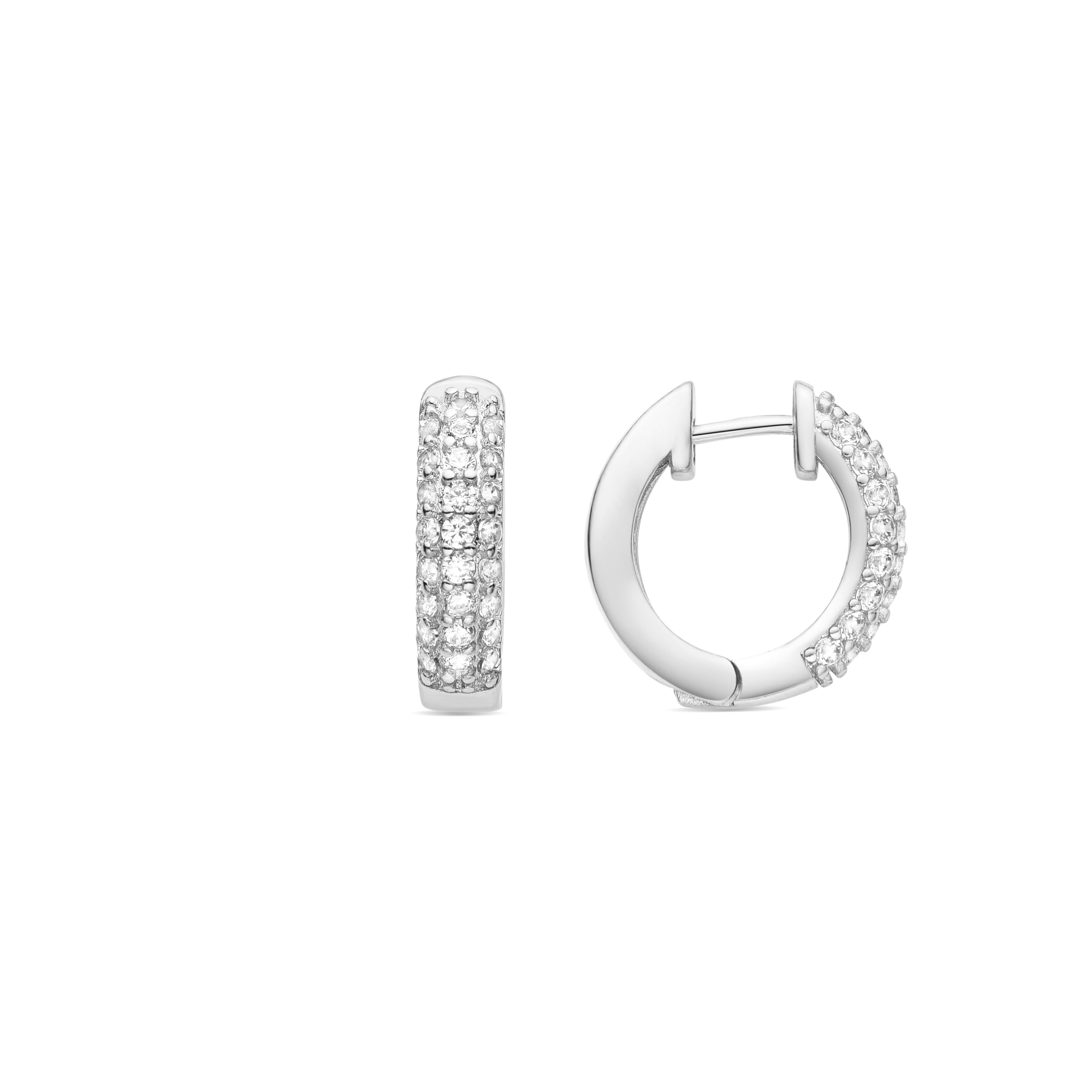 Pendientes de 18mm de diámetro con Circonita Brillante acabados en rodio - Rieli