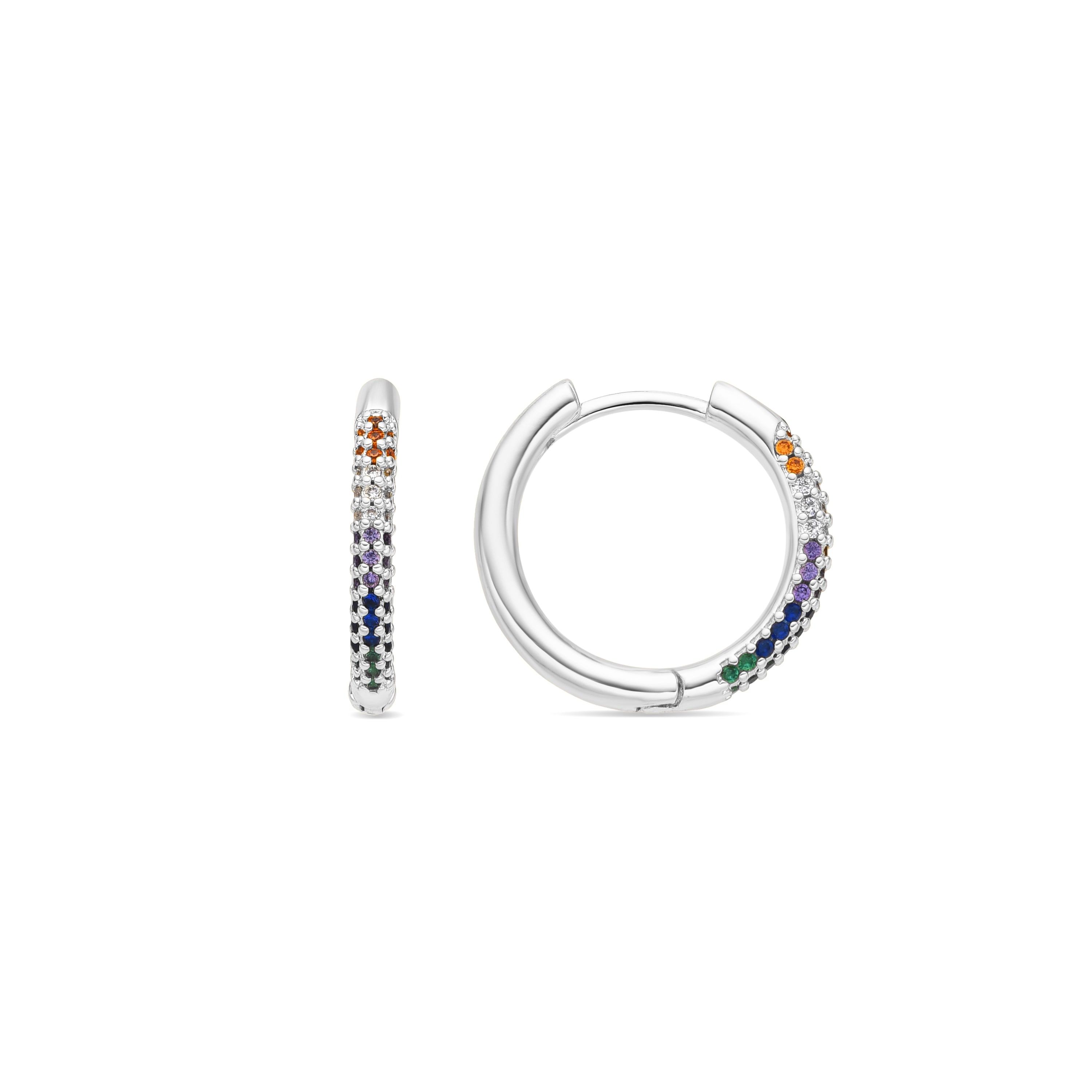 Boucles d&amp;#39;oreilles finition argent et Zircon multicolore - Thybus