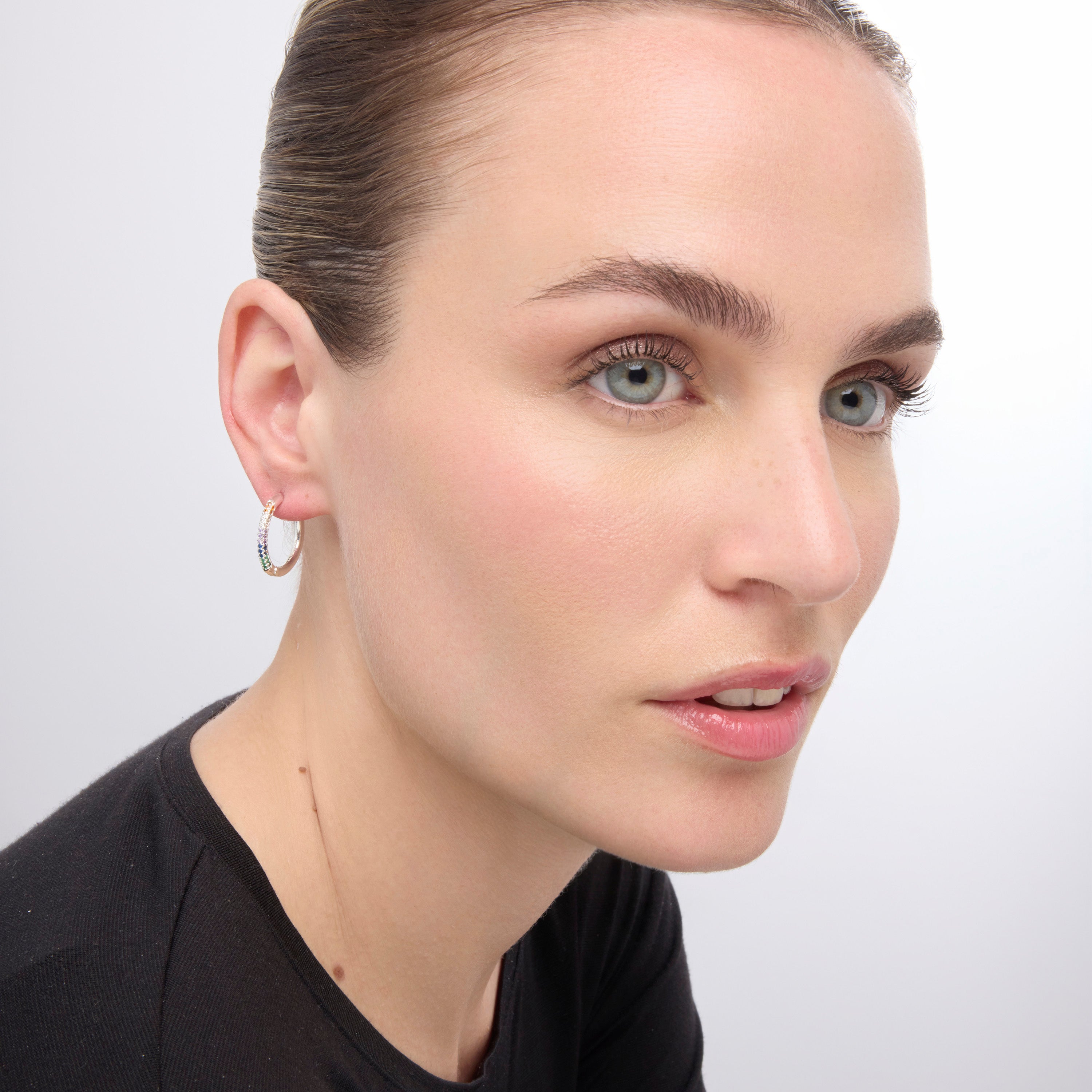 Boucles d&amp;#39;oreilles finition argent et Zircon multicolore - Thybus