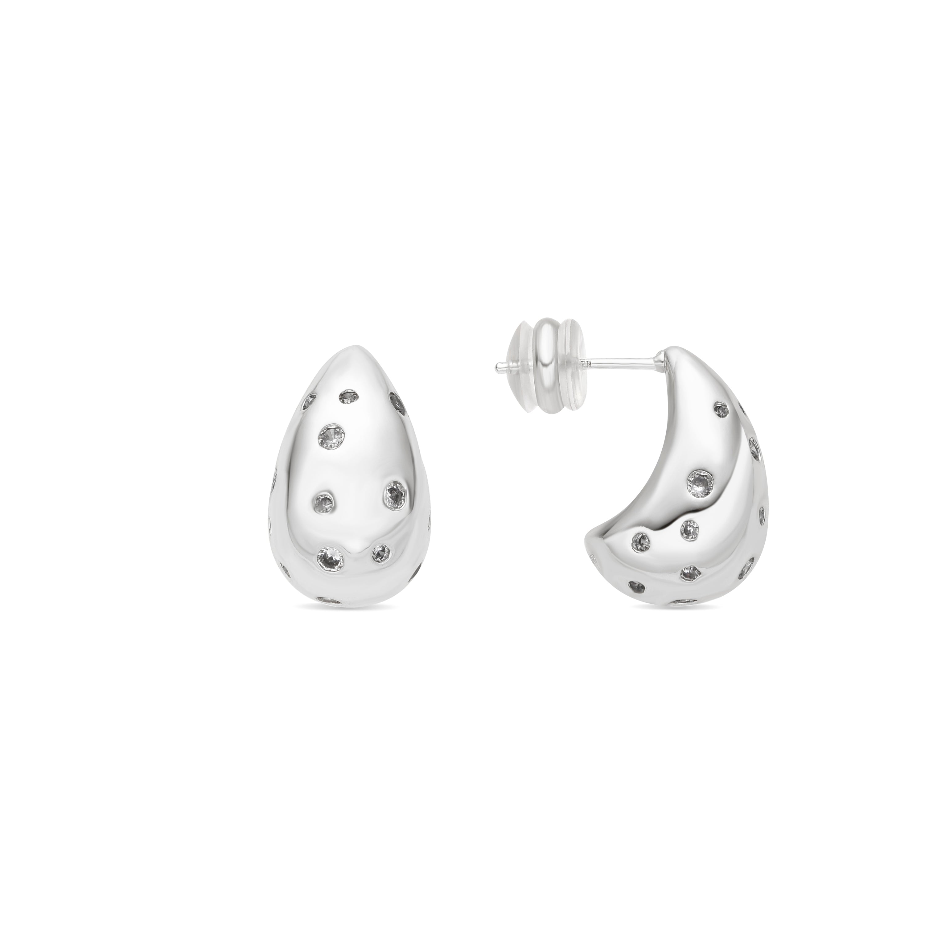Boucles d&amp;#39;oreilles finition argent et Zircon brillant - Obow