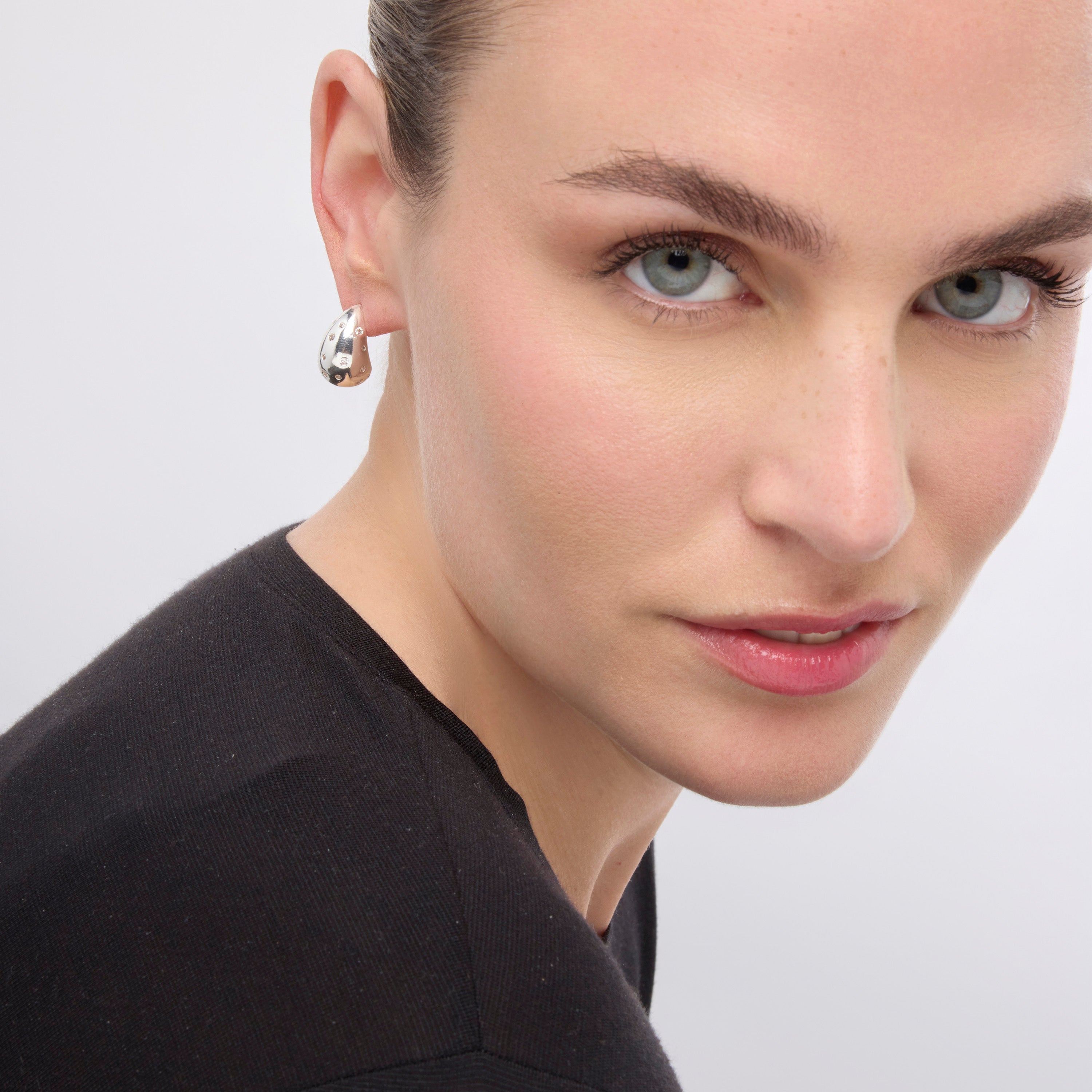 Boucles d&amp;#39;oreilles finition argent et Zircon brillant - Obow