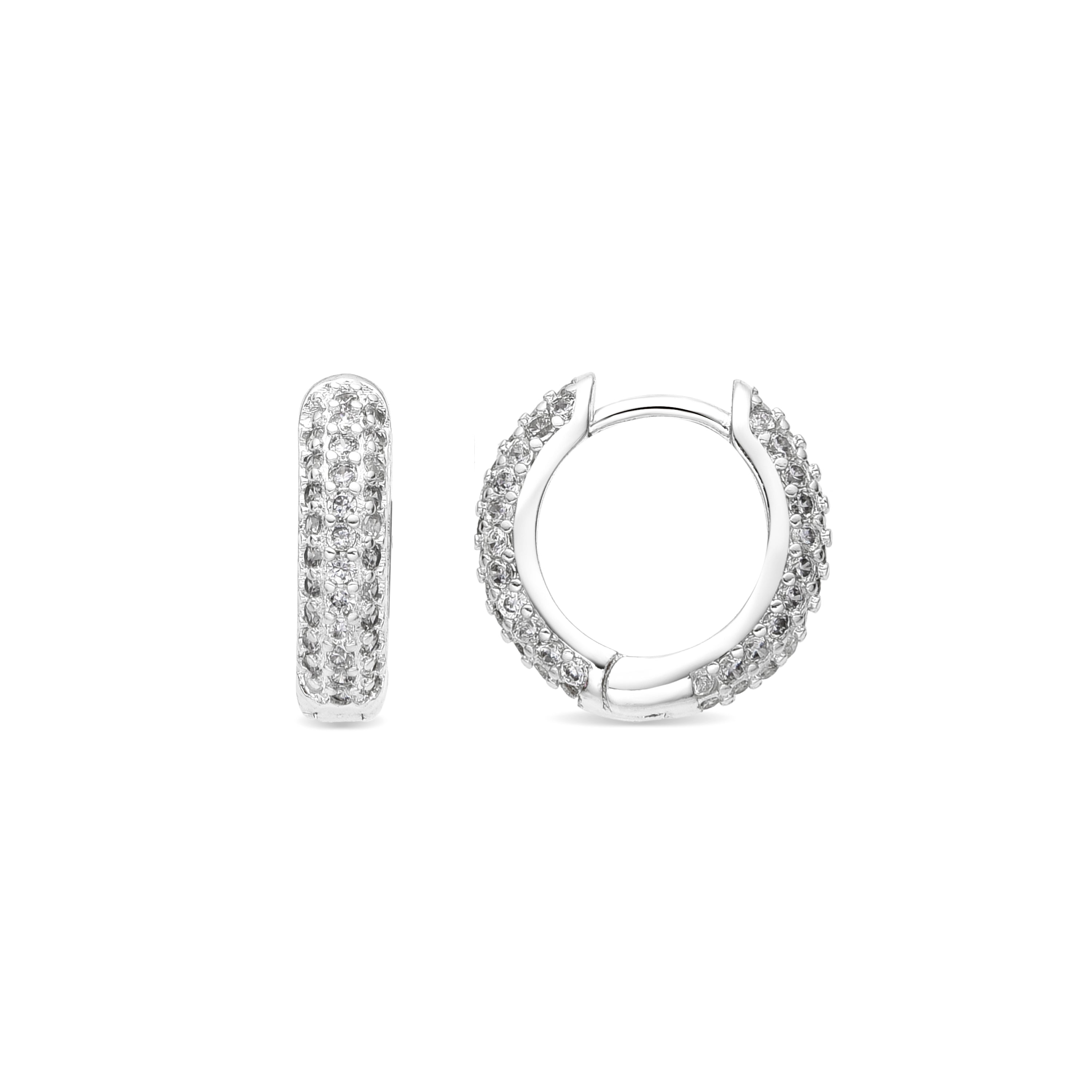 Pendientes de 9mm de diámetro acabado plata y Circonita Brillante - Lesrat