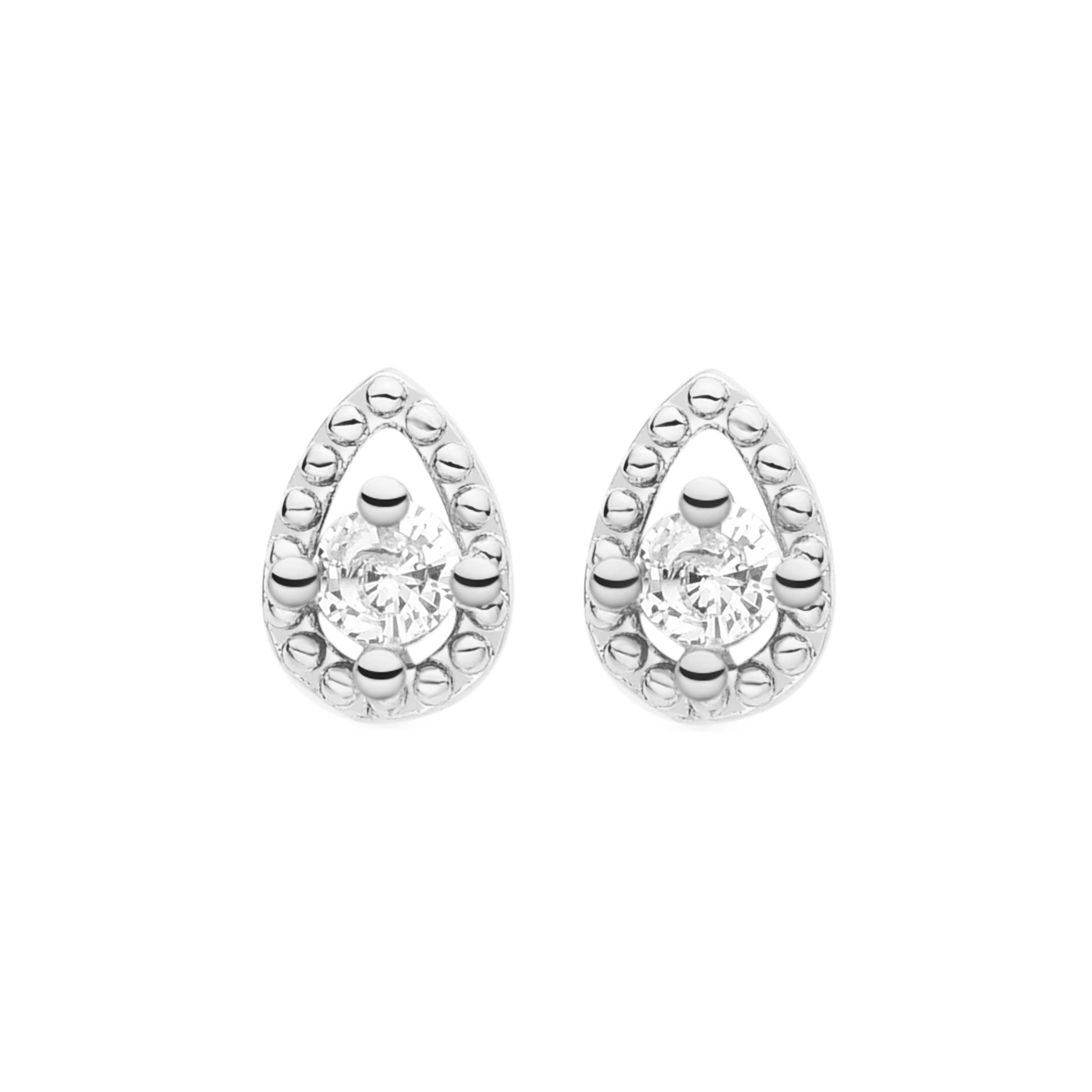 Pendientes de Circonita Brillante acabados en rodio - Xonio