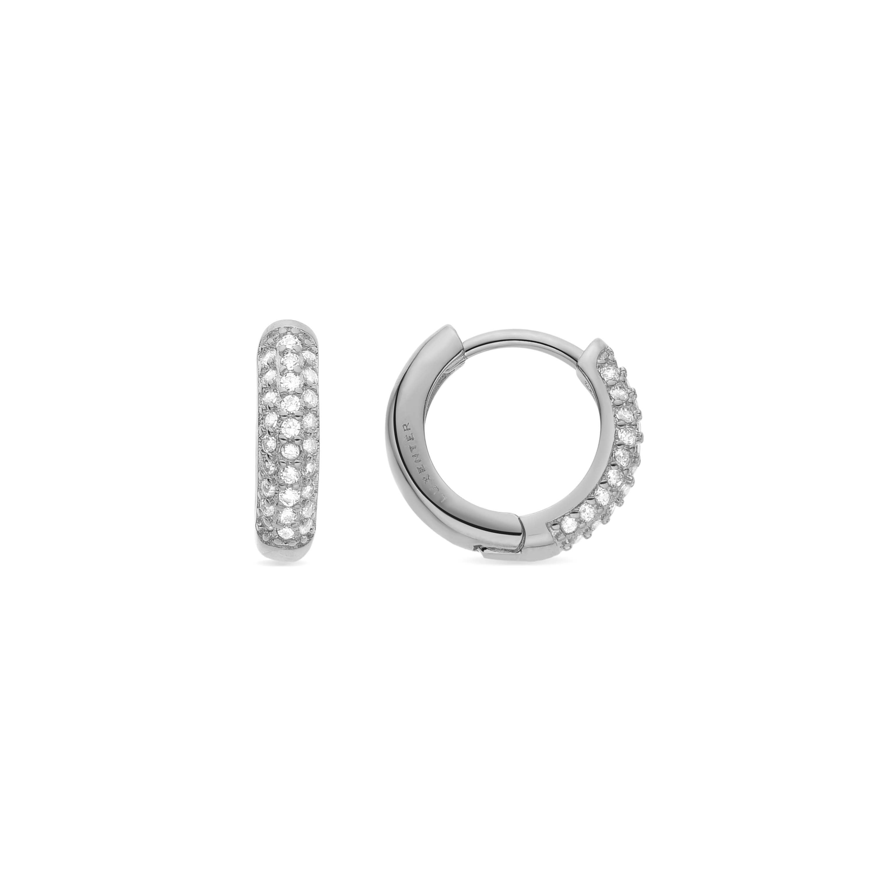 Pendientes de 12,5mm de diámetro con Circonita Brillante acabados en rodio - Hukur