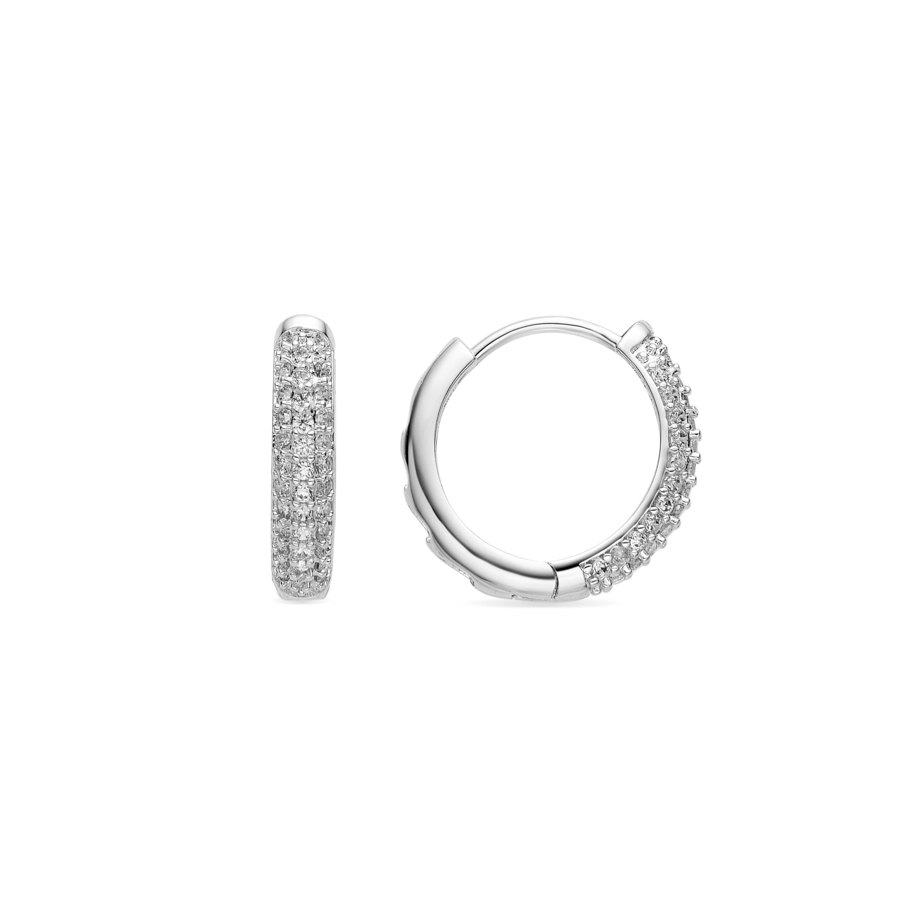 Pendientes de 13mm de diámetro con Circonita Brillante acabado plata - Rymi