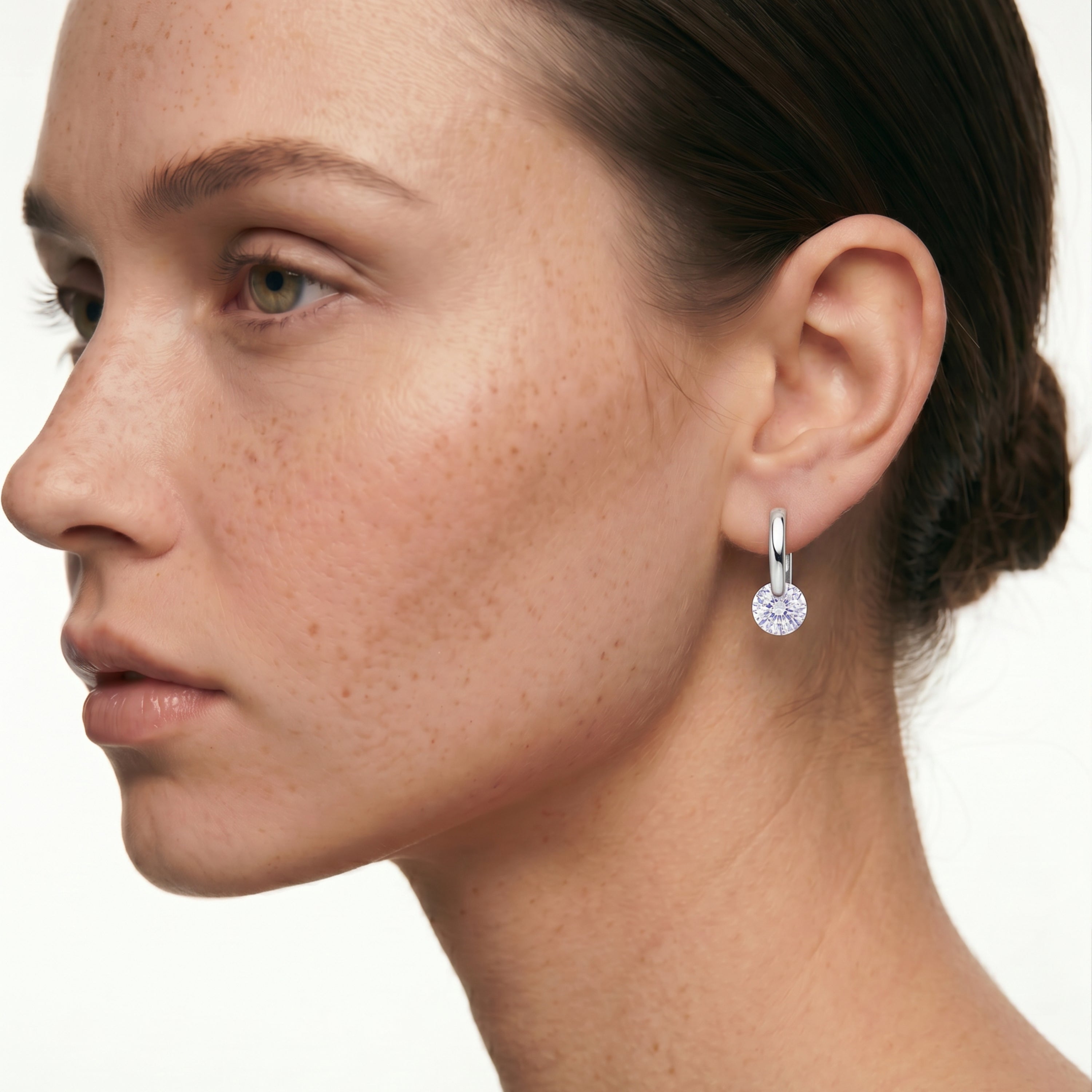 Pendientes de Circonita Brillante acabado en rodio - Loranli