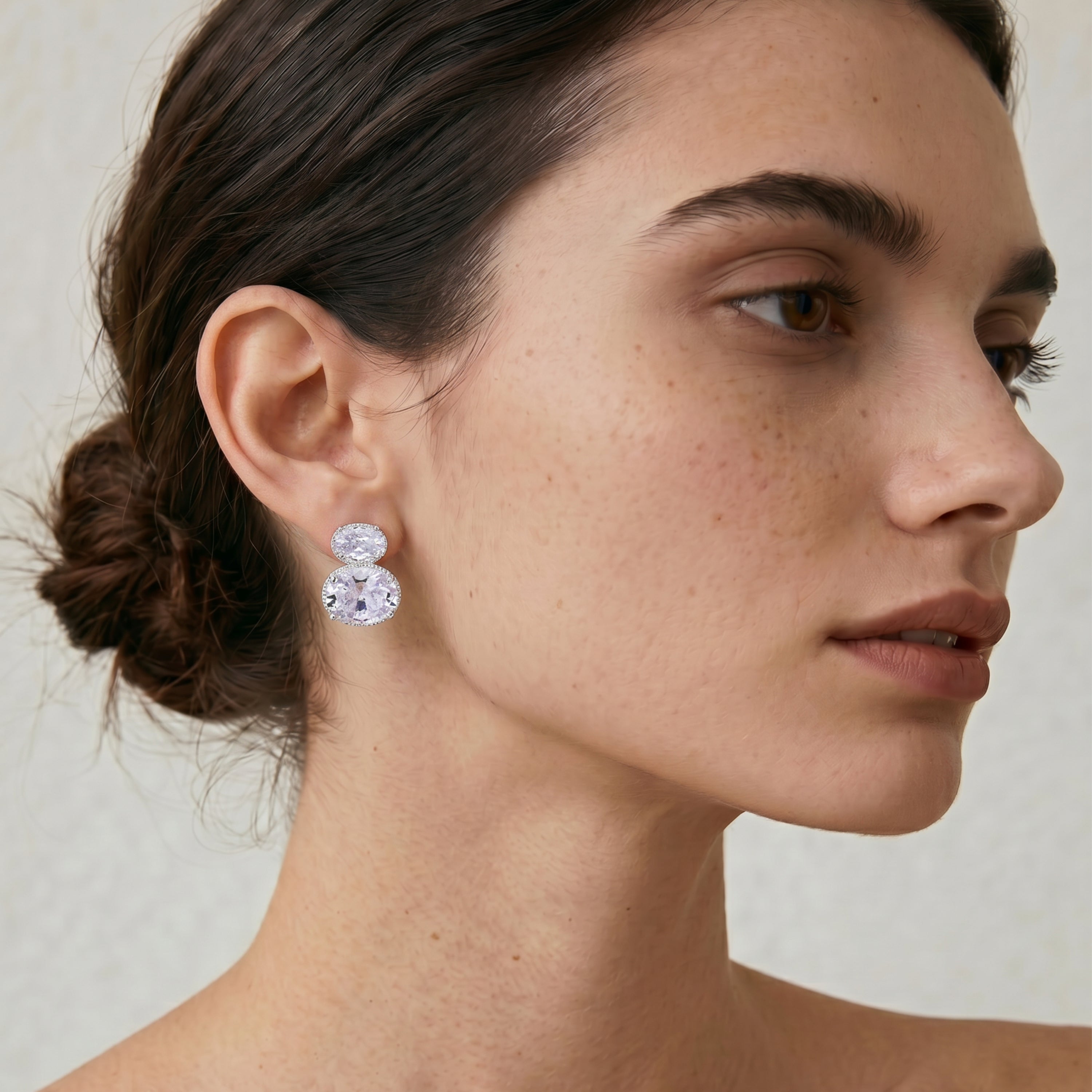 Pendientes de Circonita Brillante acabado en rodio - Silku
