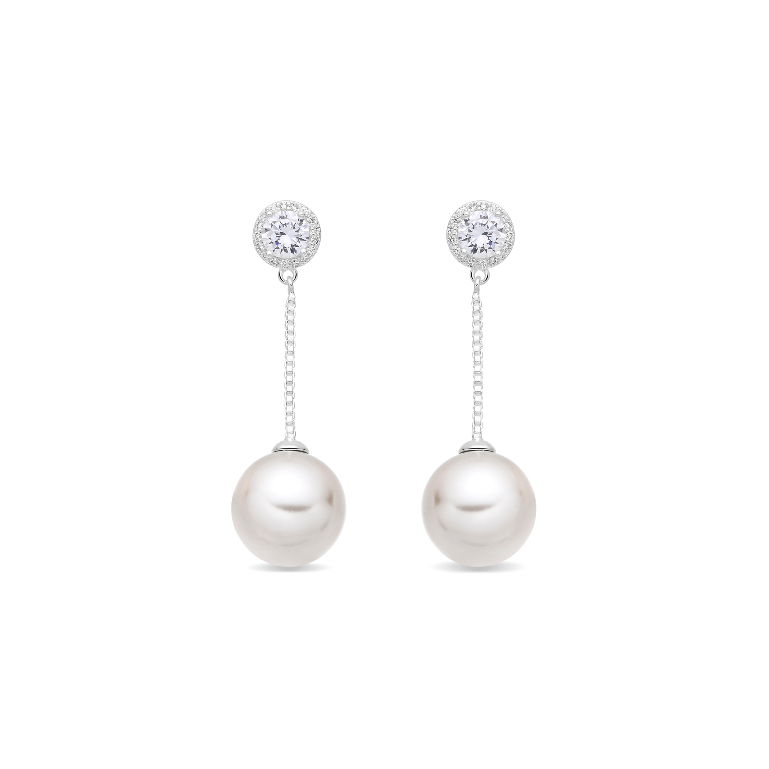 Pendientes de Perla Blanca Acabado En Plata - Calgio