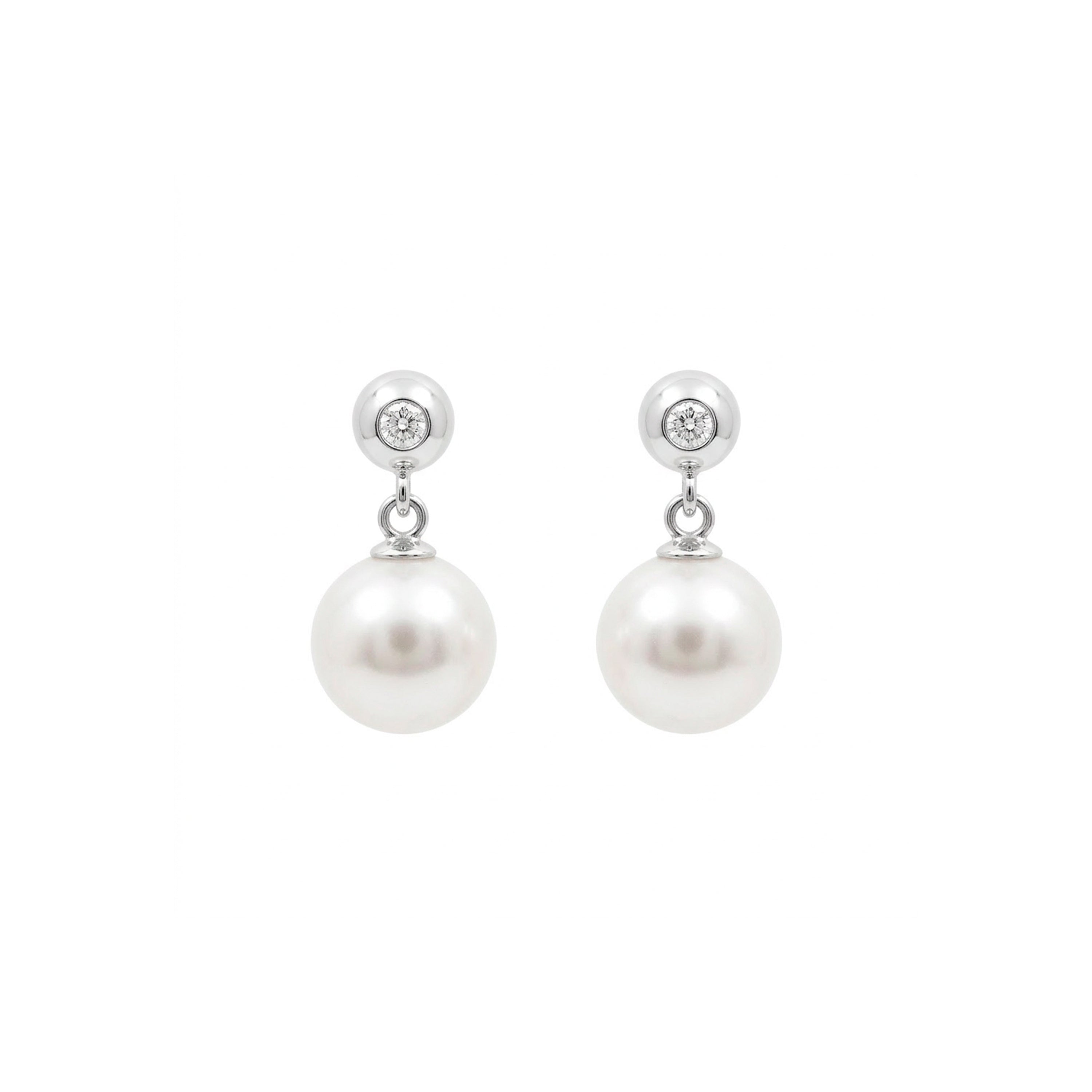 Pendientes de Perla Blanca Acabado En Plata - Raver