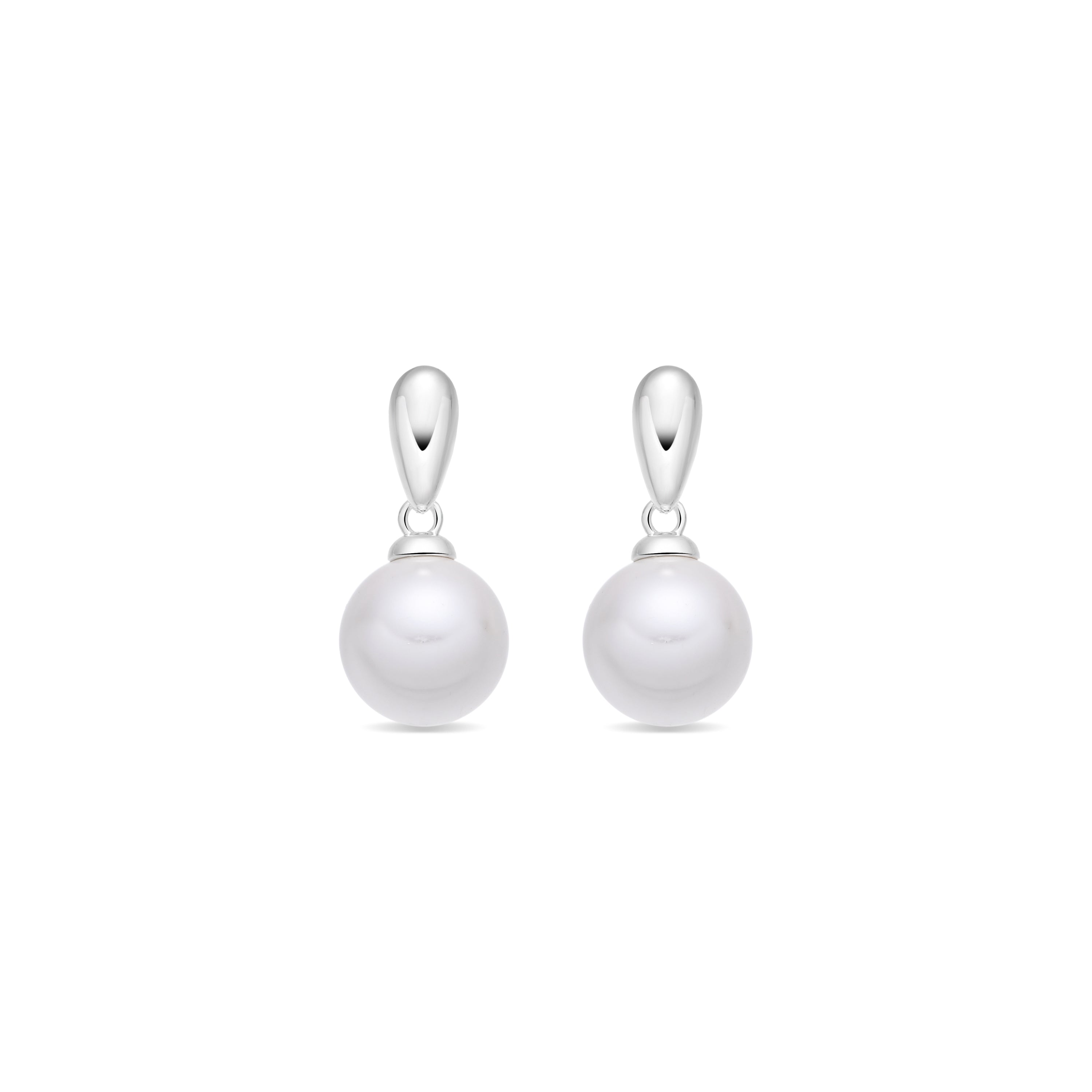Pendientes de Perla Blanca Acabado En Plata - Mobe