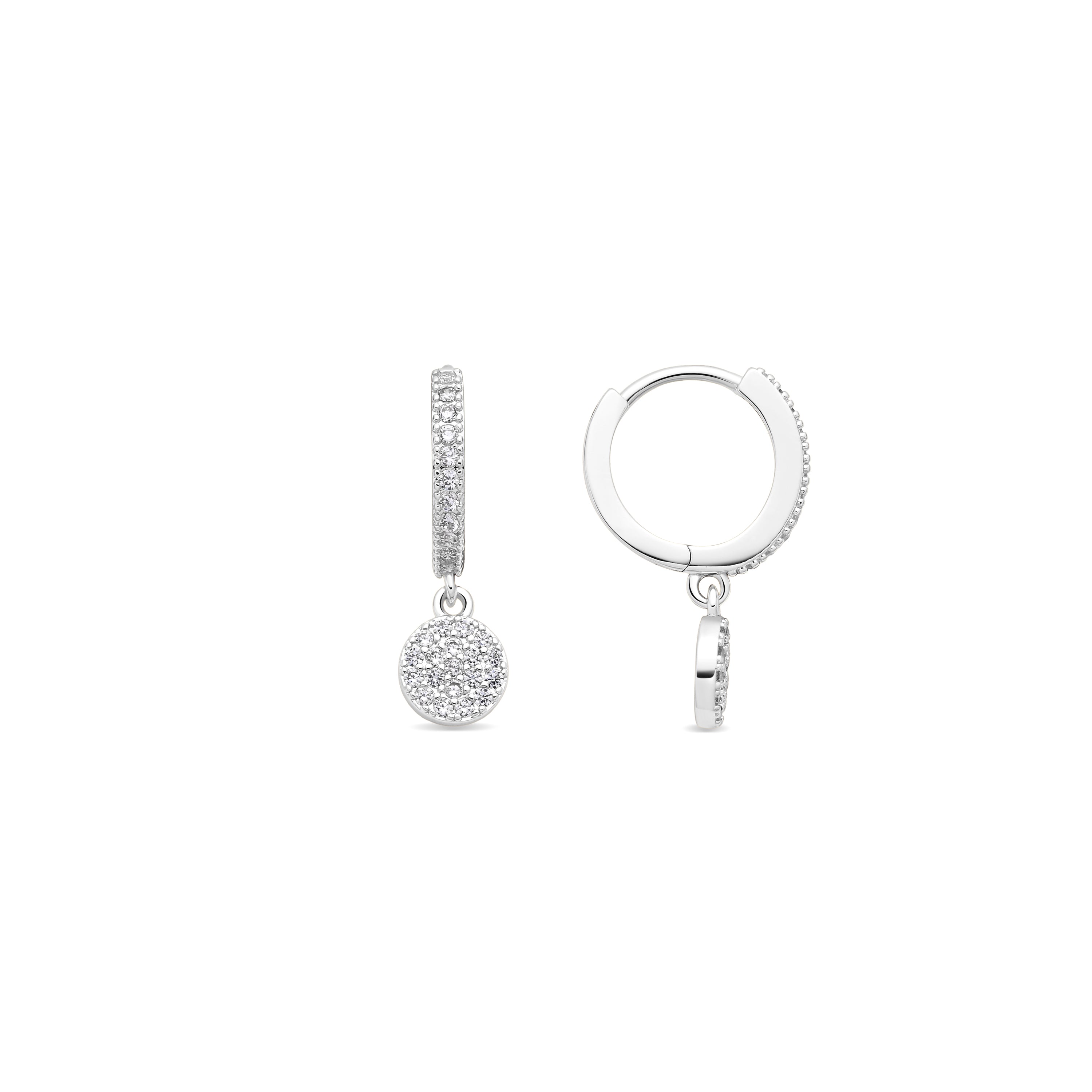 Pendientes de Circonita Brillante Acabado En Plata - Canuw